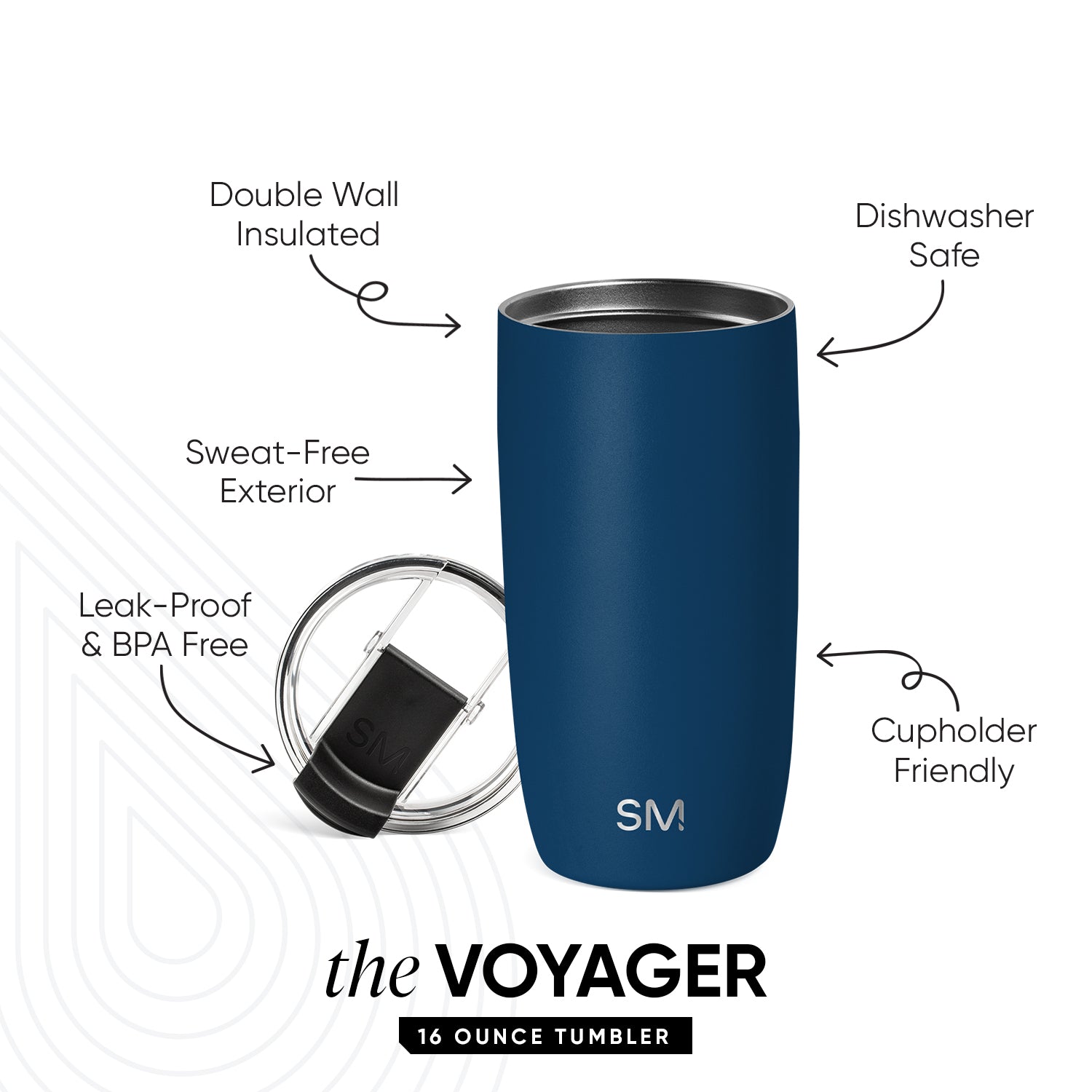 Voyager 20oz Insulated Tumbler with Clear Flip Lid & Straw - Leakproof Stainless Steel Travel Mug for Hot & Cold Drinks - Perfect for Office, Gym, Hiking & Commuting