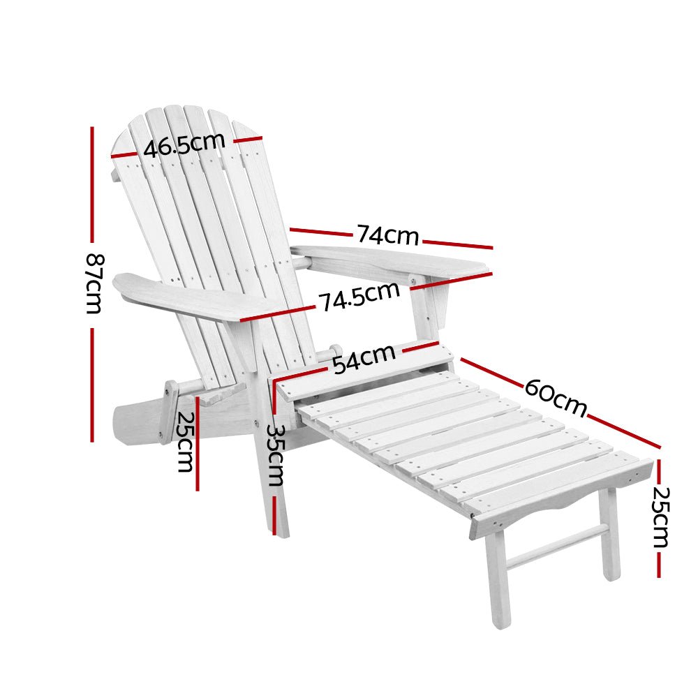 2-Piece Adirondack Outdoor Chairs Set - Foldable Wooden Patio Lounge Chairs for Backyard, Garden, Poolside & Beach Relaxation
