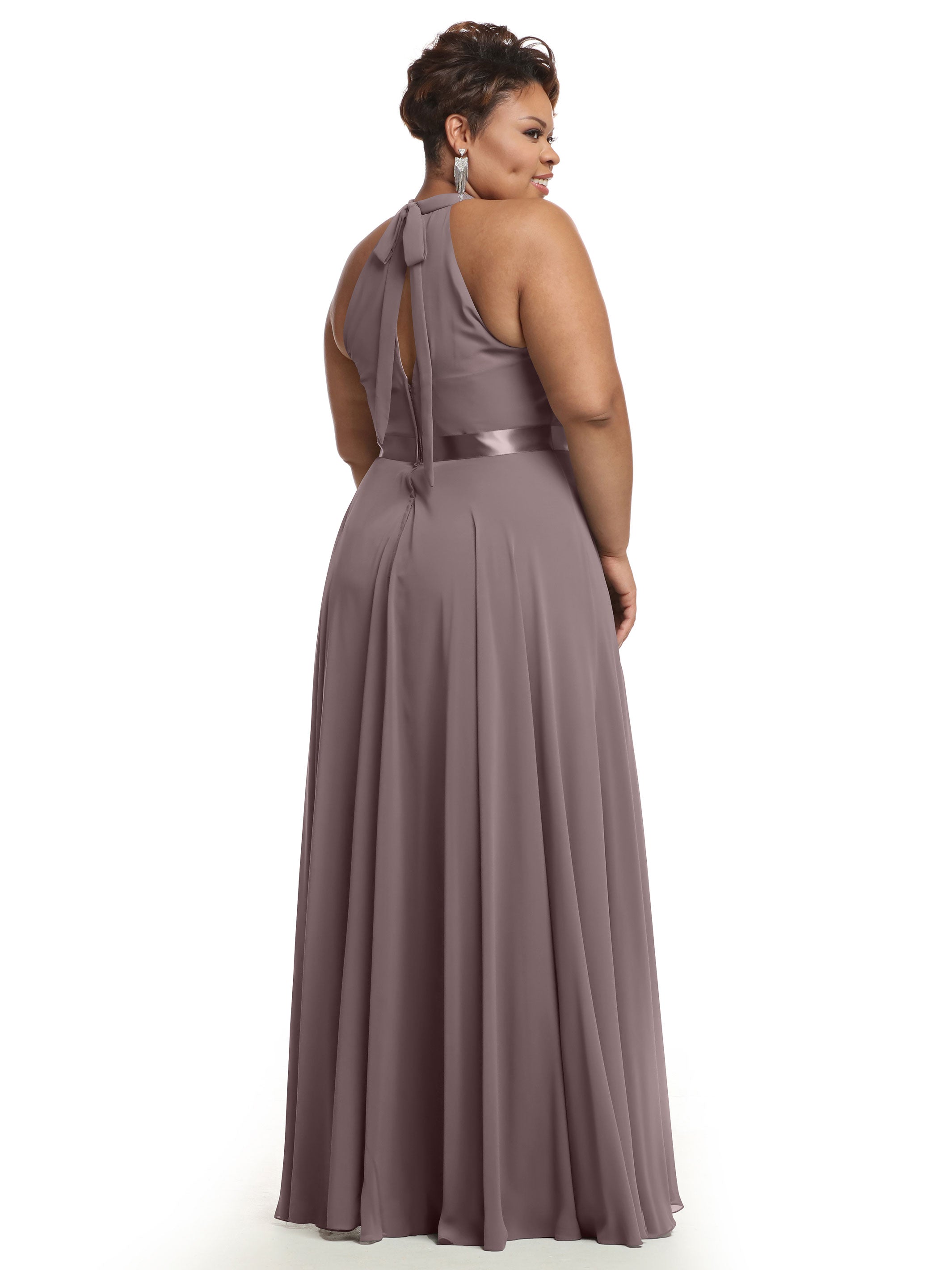 Elegant A-Line Chiffon Bridesmaid Dress with Halter Neckline - Perfect for Weddings, Prom & Formal Events | Style #80038