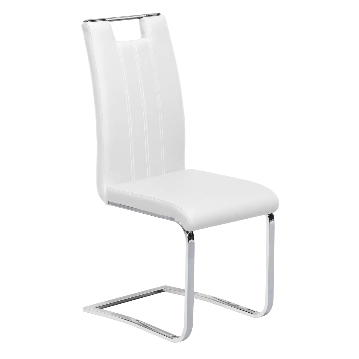 7-Piece Porfirio Dining Set with White Leather Zane Chairs - Elegant Modern Dining Room Furniture for Home & Entertaining