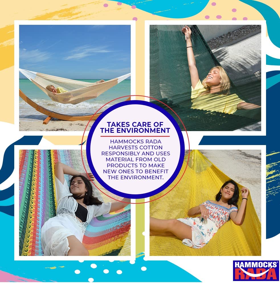 Handmade Yucatan Hammock - Double Size (2-Blues) - Premium Cotton Hammock for Outdoor, Camping & Backyard Relaxation