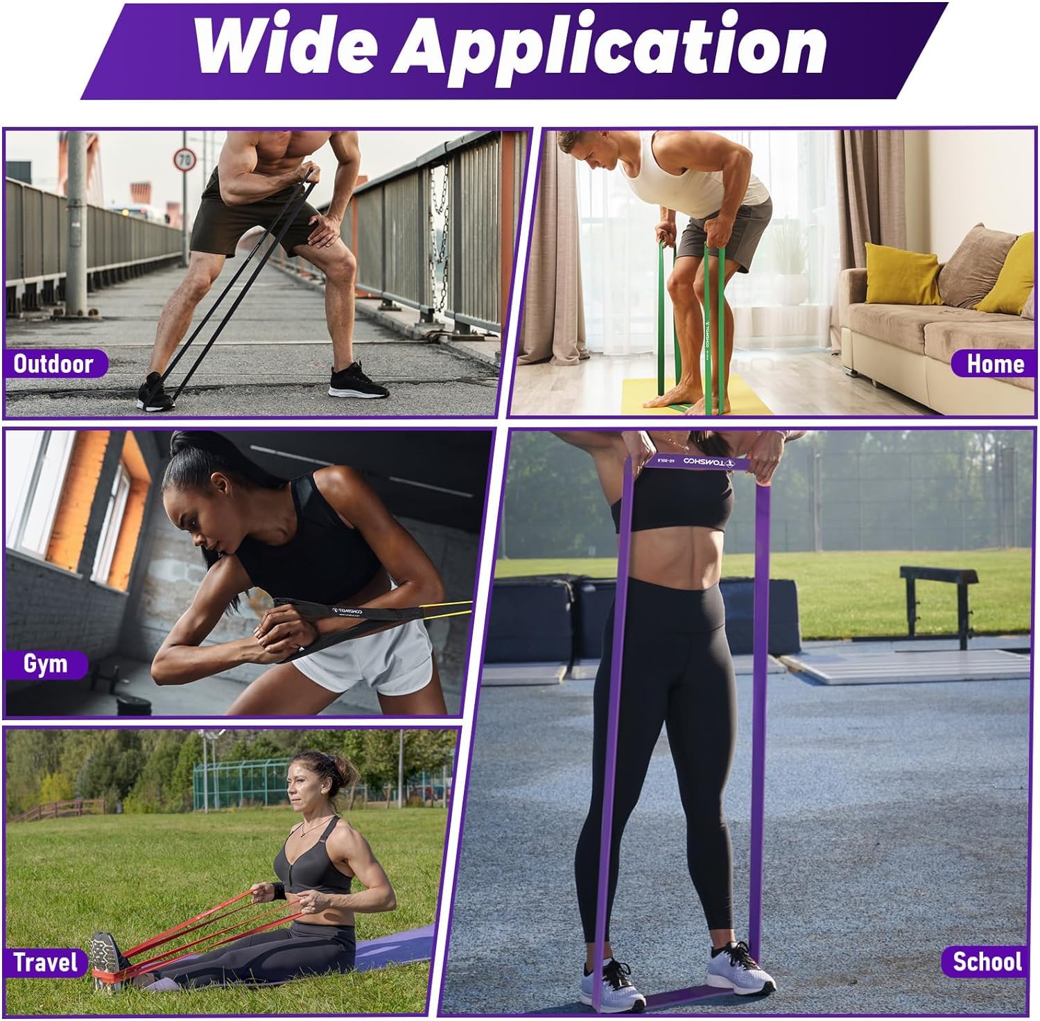 TOMSHOO Resistance Bands Set - 5-Piece Exercise Bands for Strength Training, Workout, Yoga & Physical Therapy | Perfect for Home Gym, Fitness, Pull Up Assistance & Rehabilitation (Men & Women)