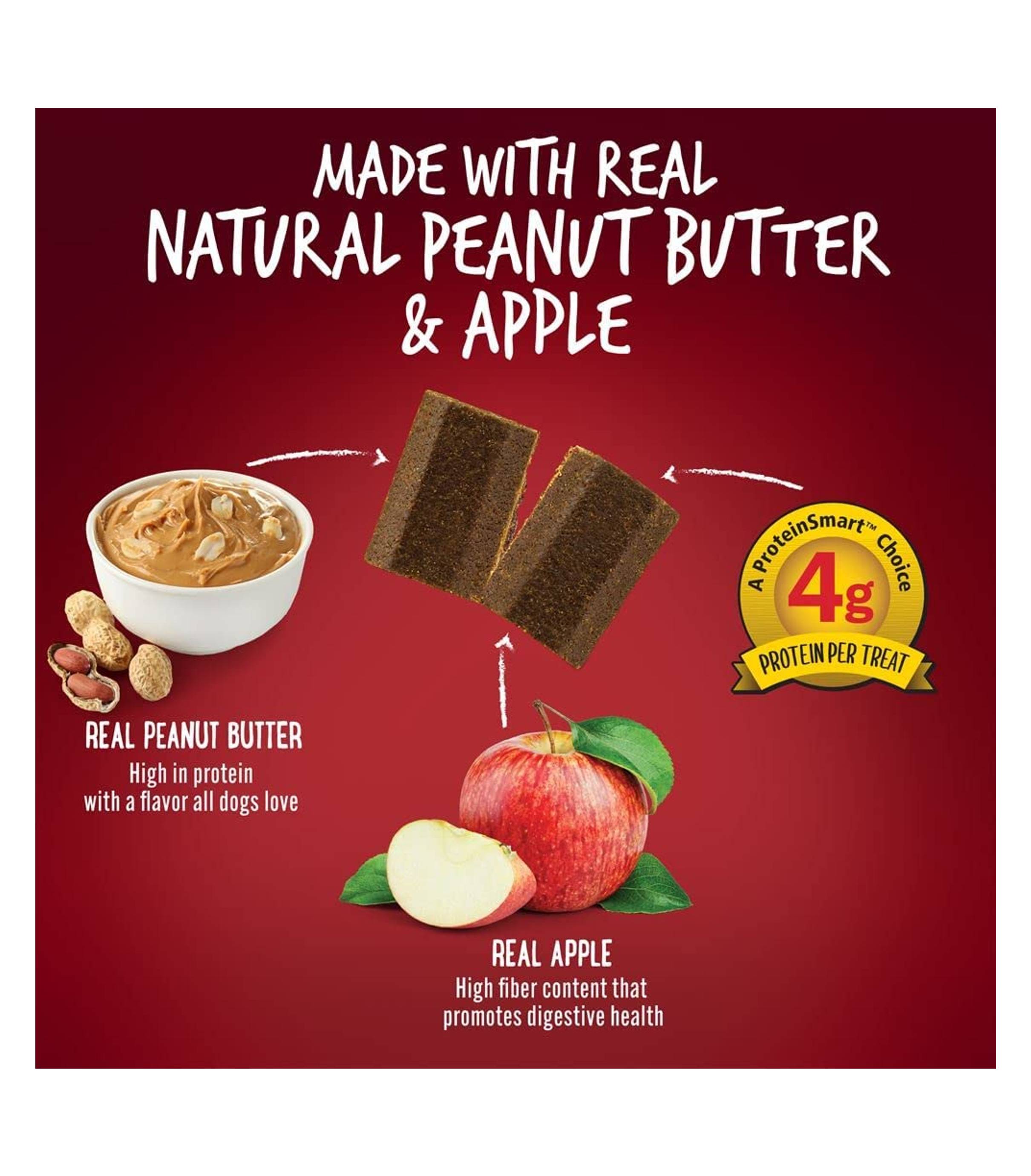 Fruitables PB N' Joy Peanut Butter & Apple Bar Dog Treats 6oz - Healthy Natural Snacks for Small & Large Dogs - Perfect for Training, Rewards & On-the-Go Treats