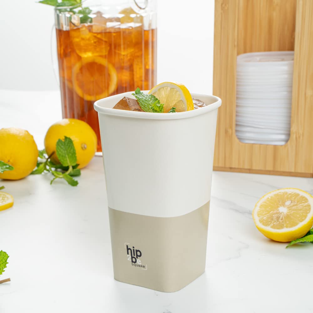 Restaurantware Hip 2 Be Square 16oz Paper Coffee Cups - Leakproof, Reusable, Double PE Lined for Hot & Cold Drinks (Lids Sold Separately) - Perfect for Coffee Shops, Offices, and Catering Events