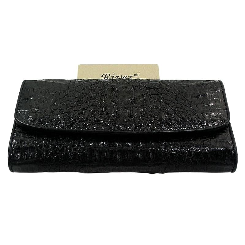 Genuine Black Crocodile Leather Women's Trifold Wallet - Stylish & Durable for Everyday Use, Business, and Travel