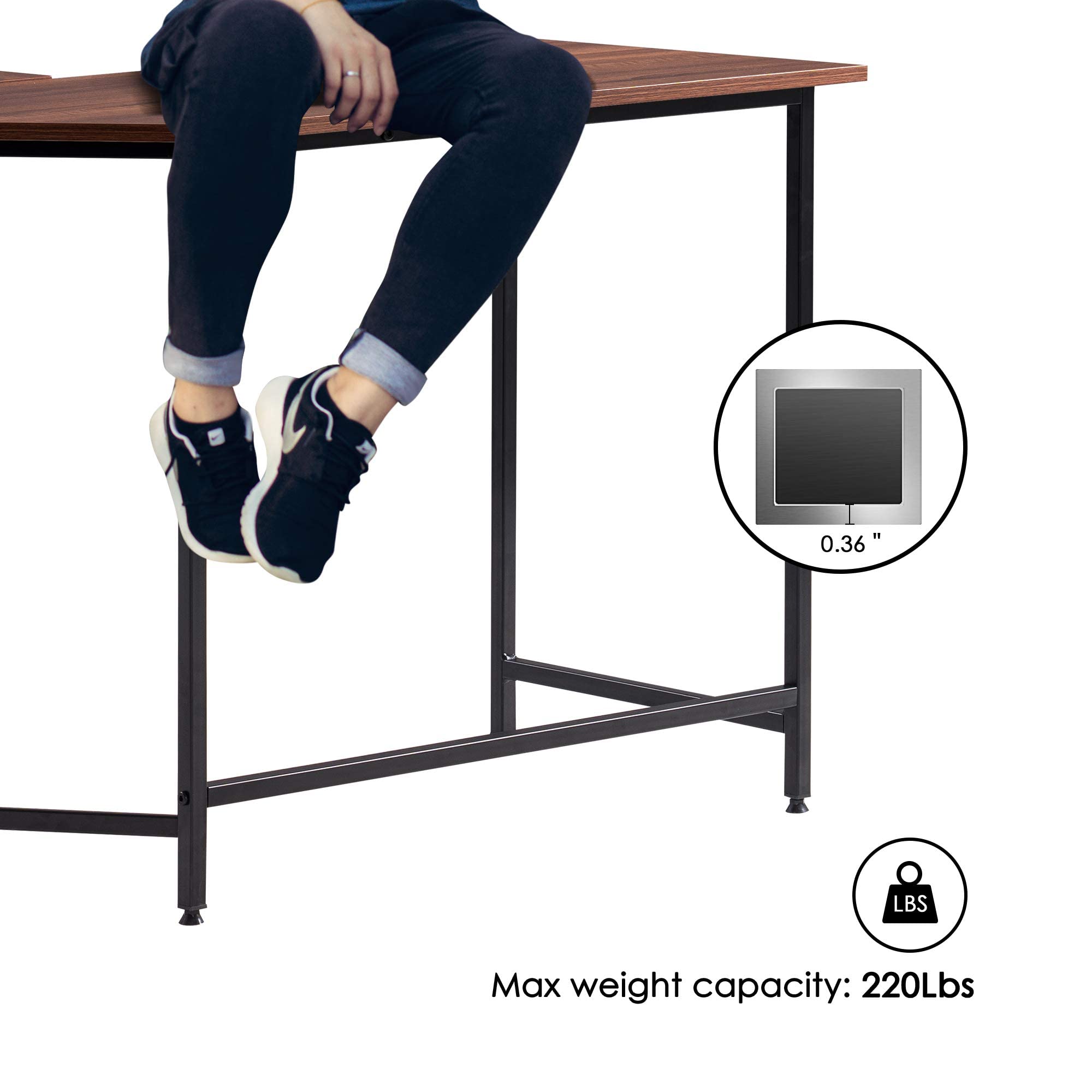 ivinta Modern L-Shaped Computer Desk with Monitor Stand - Ergonomic Gaming & Office Workstation for Small Spaces | Perfect for Home Office, Study & Writing (Model 6404)