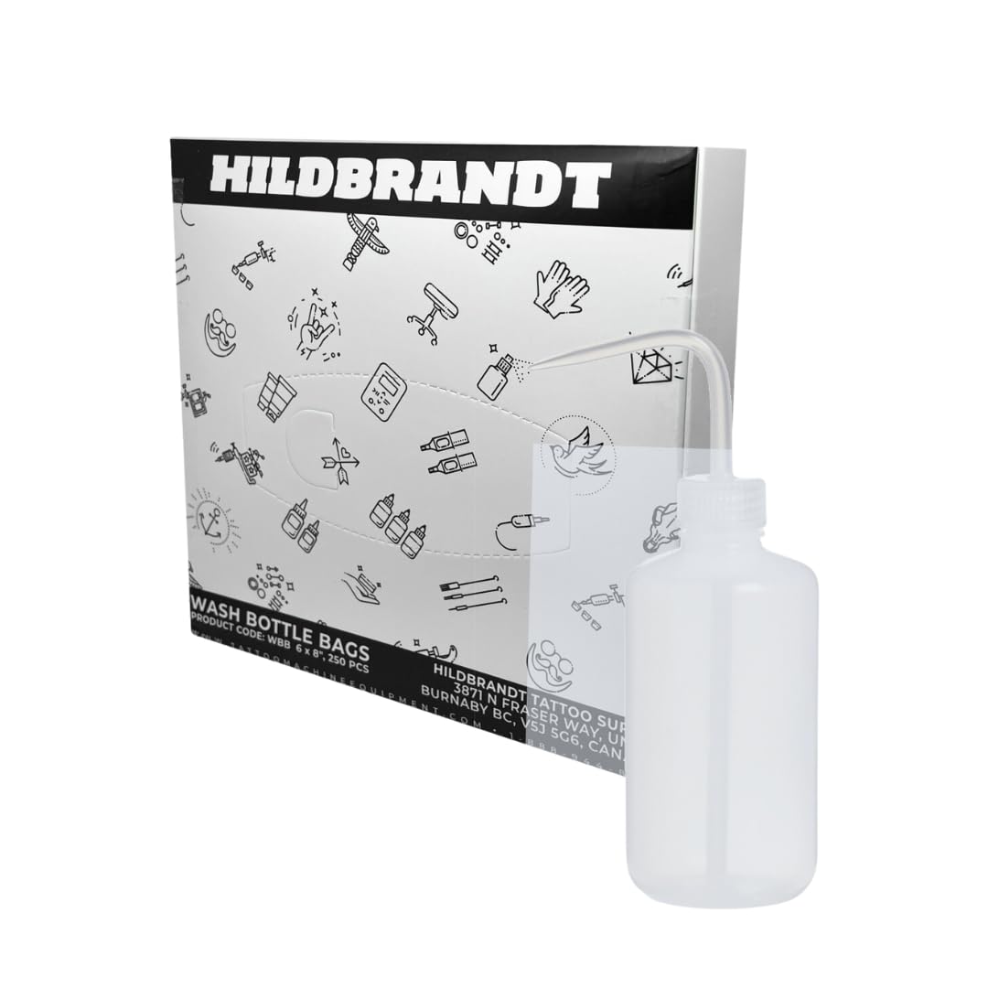 250 pcs Tattoo Wash Bottle Covers - Disposable Wash Bottle Sleeves & Bags for Tattoo Artists - Hygienic Dispenser Box for Tattoo Studio Supplies (Ideal for Ink Storage, Needle Cleaning & Tattoo Aftercare)