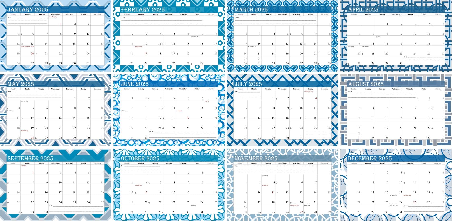 2025 Spiral-Bound Photo Frame Wall Calendar - Customizable 12-Month Desktop & Wall Planner (Geometric Design #004) - Perfect for Home, Office & Gift Giving