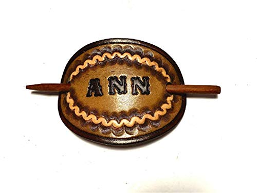Personalized Leather Hair Barrette - Initials/Name Hair Clip for Ponytails & Updos