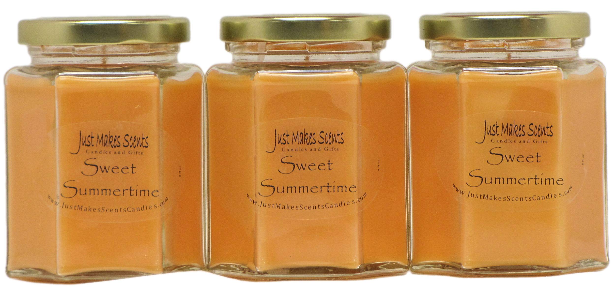 Just Makes Scents 3-Pack Sweet Summertime Scented Soy Candles - Melon, Coconut & Palm Fragrance | Hand-Poured in USA | Perfect for Home, Office & Gift Giving