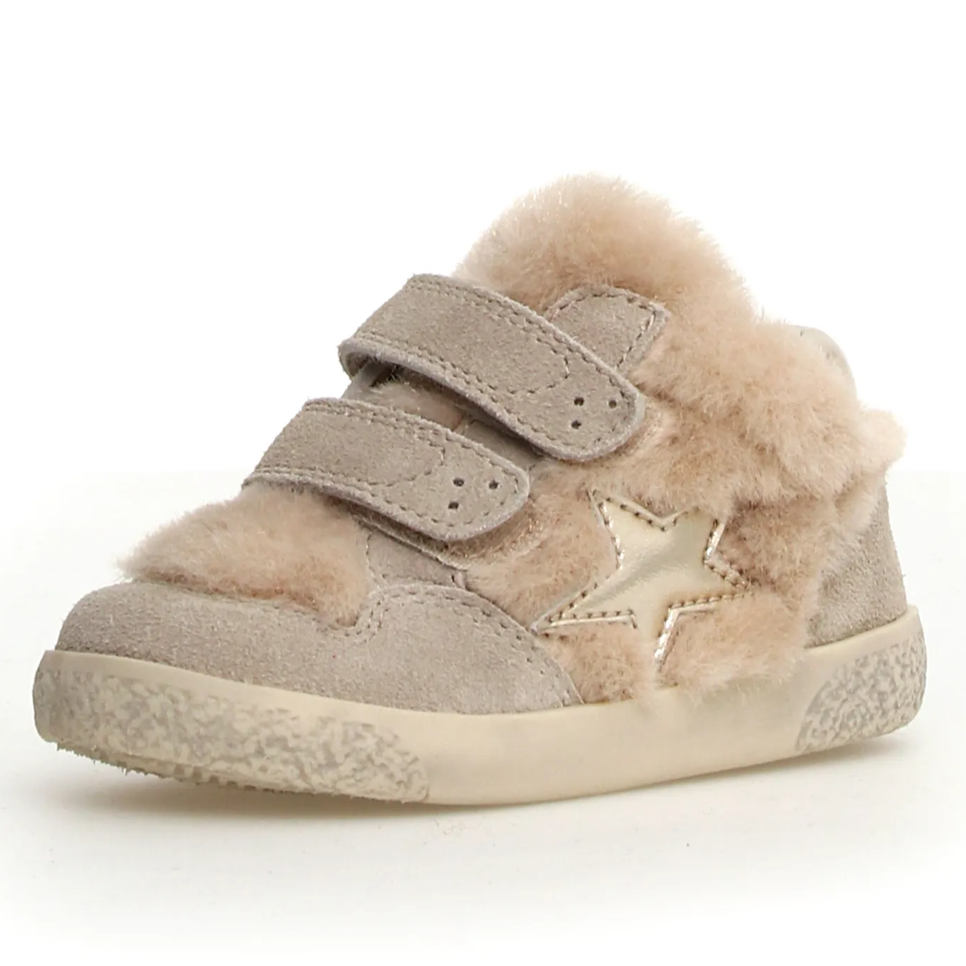 Falcotto Alnoite High 2 VL Girls Casual Sneakers - Comfortable Beige Shoes for School, Play & Everyday Wear | Lightweight & Durable for Active Kids