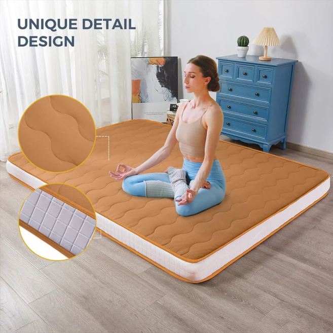 MAXYOYO 6-Inch Extra Thick Floor Futon Mattress - Geometric Diamond Quilted Bed Mattress Topper for Guest Bed, Dorm Room & Small Space Living | Foldable Floor Cushion for Sleeping, Lounging & Meditation