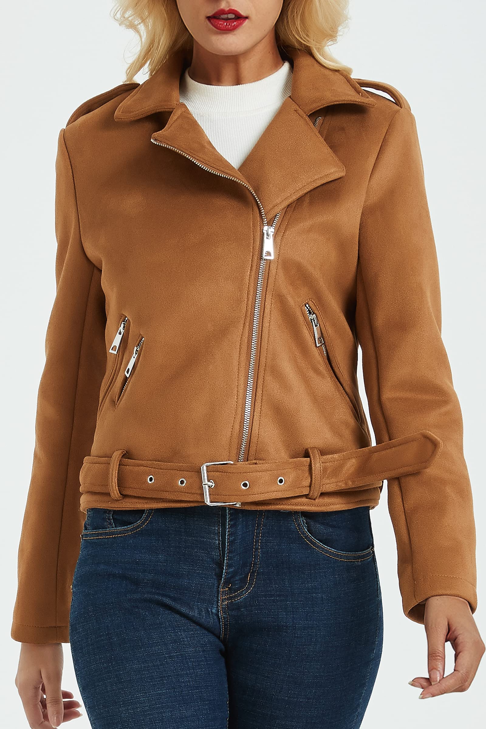 Stylish Women's Faux Leather Jacket - Trendy Motorcycle Biker Coat for Spring & Fall | Perfect for Casual Outfits, Night Out & Riding