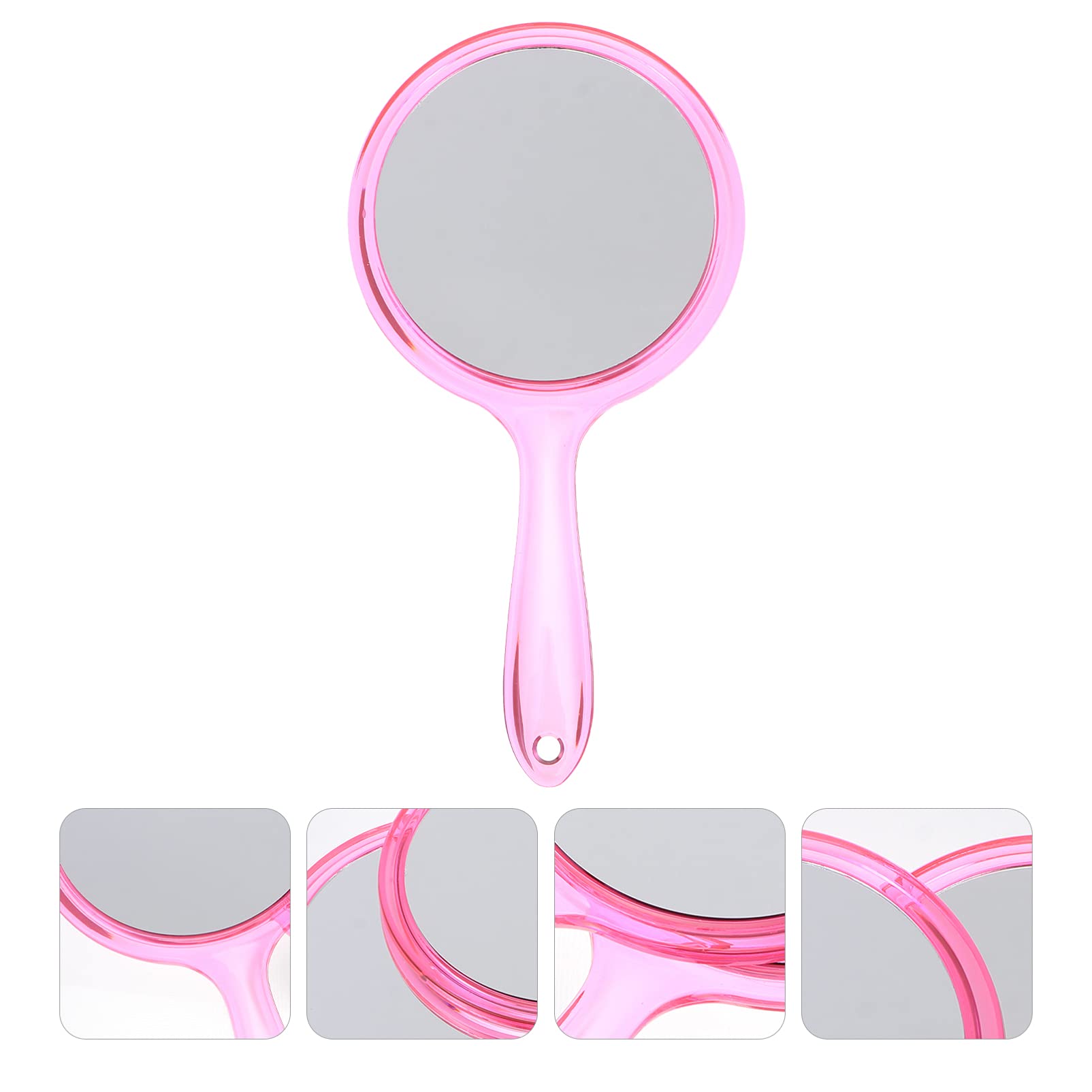 OSALADI Large Handheld Mirror with Handle - 2 Pack Pink Vanity Mirror for Makeup, Barber & Cosmetic Use - Portable Travel & Home Decor Mirror