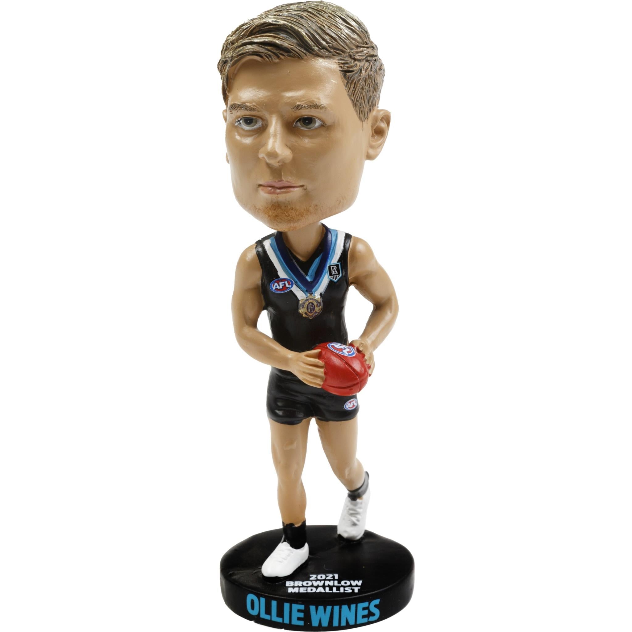 Port Adelaide Power AFL Ollie Wines 2021 Brownlow Medalist Bobblehead - Collectible Sports Memorabilia for AFL Fans and Home Decor