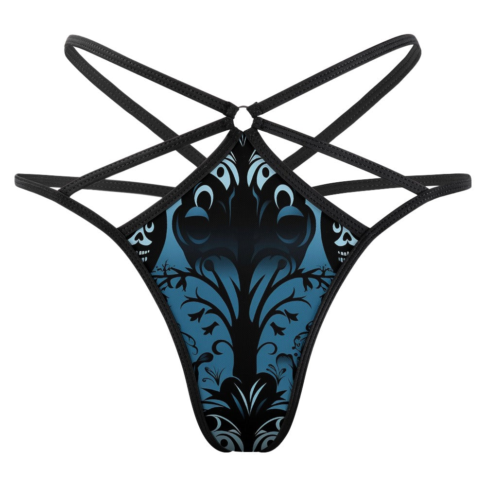 Gothic Blue T-Back Thong Lingerie for Women - Sexy Comfortable Underwear for Everyday Wear & Special Occasions