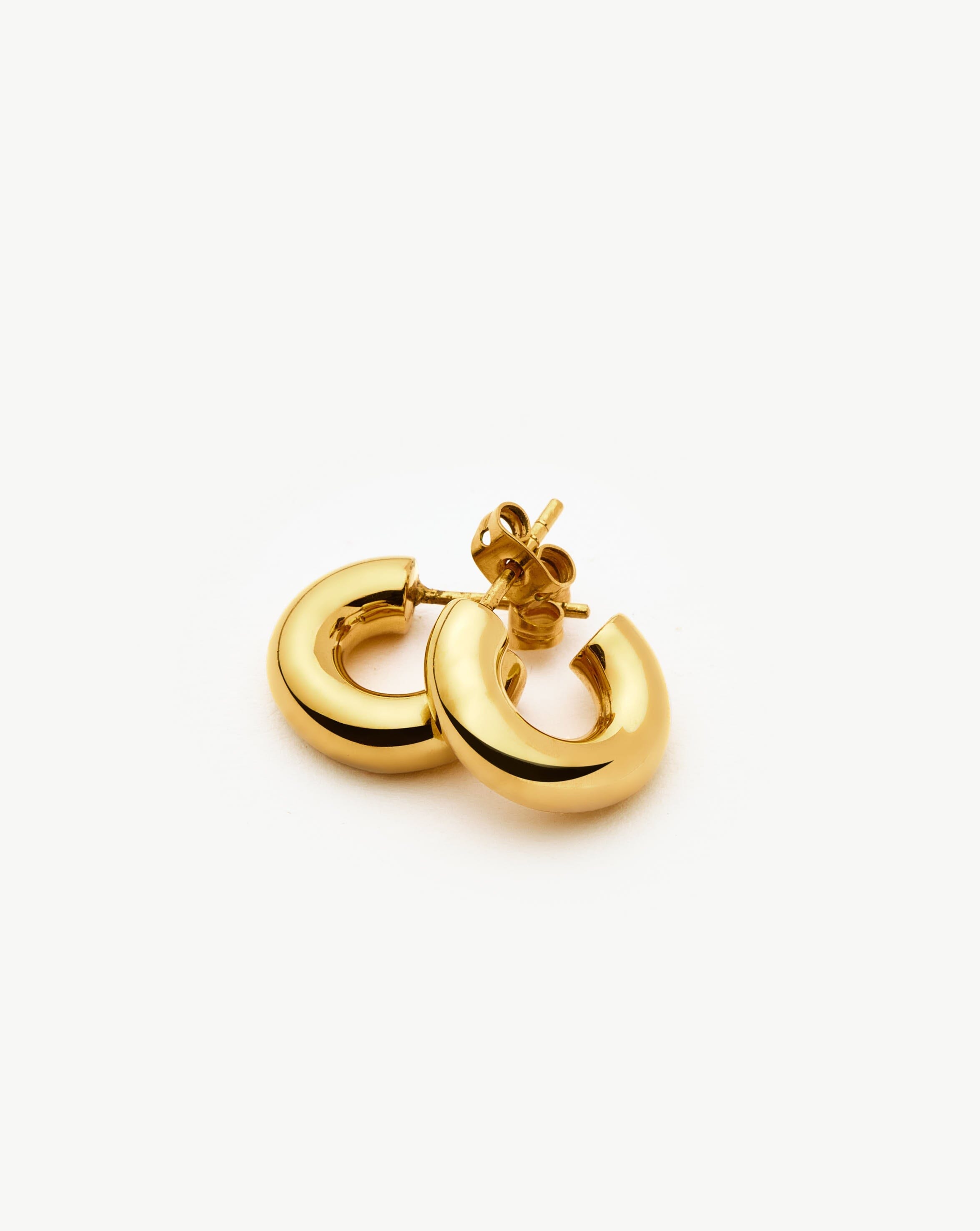 Chubby Mini Hoop Earrings - 18k Gold Vermeil Dainty Huggie Earrings for Women | Perfect for Everyday Wear, Date Nights & Gifts