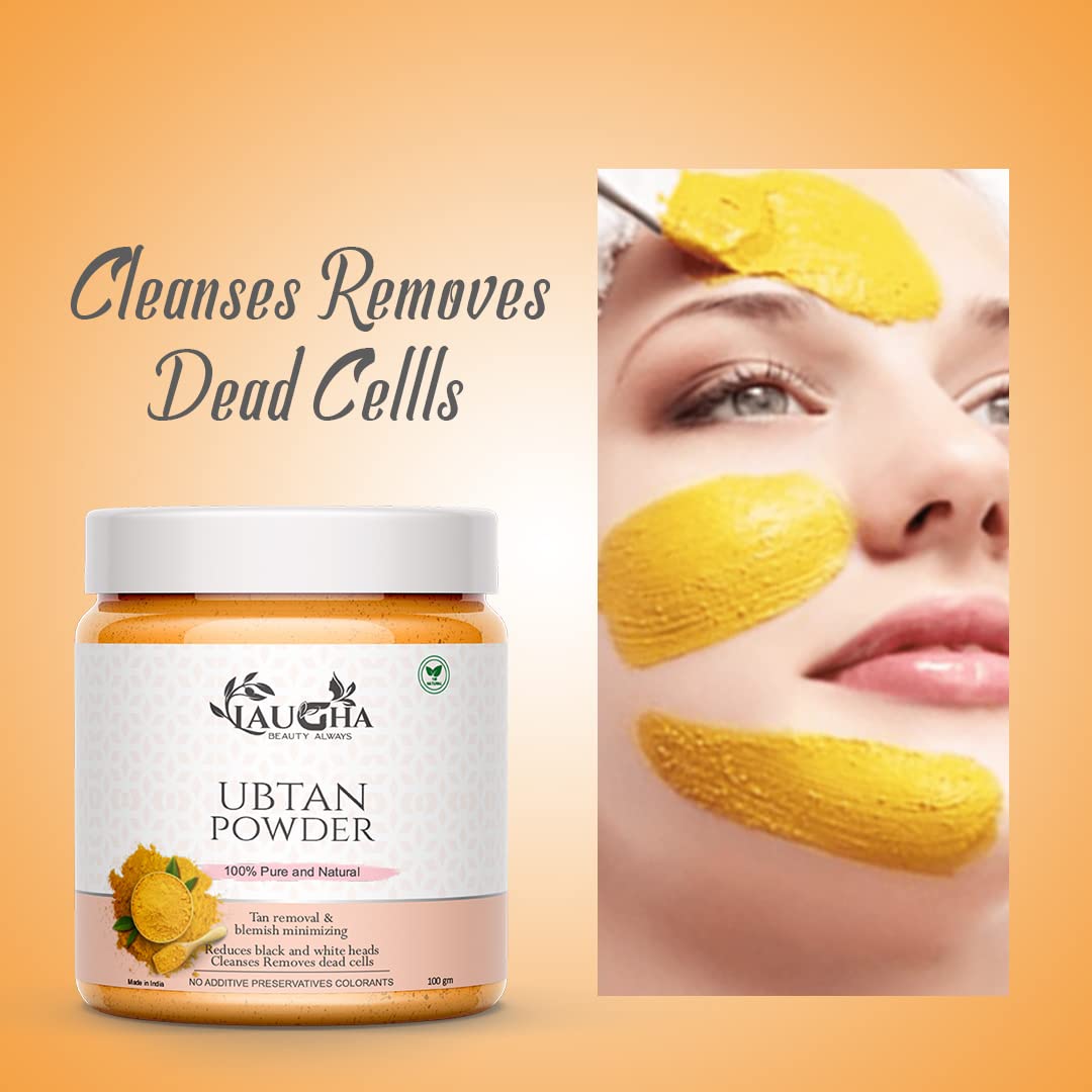 Laugha Pure Organic Haldi Ubtan Powder Face & Body Pack (Bridal Special) - Skin Brightening, Tan Removal, Glow Booster, Dead Skin Exfoliator, Turmeric Moisturizer - 100g (Pack of 2, 200g) | Perfect for Bridal Glow, Pre-Wedding Care & Daily Radiance Routine