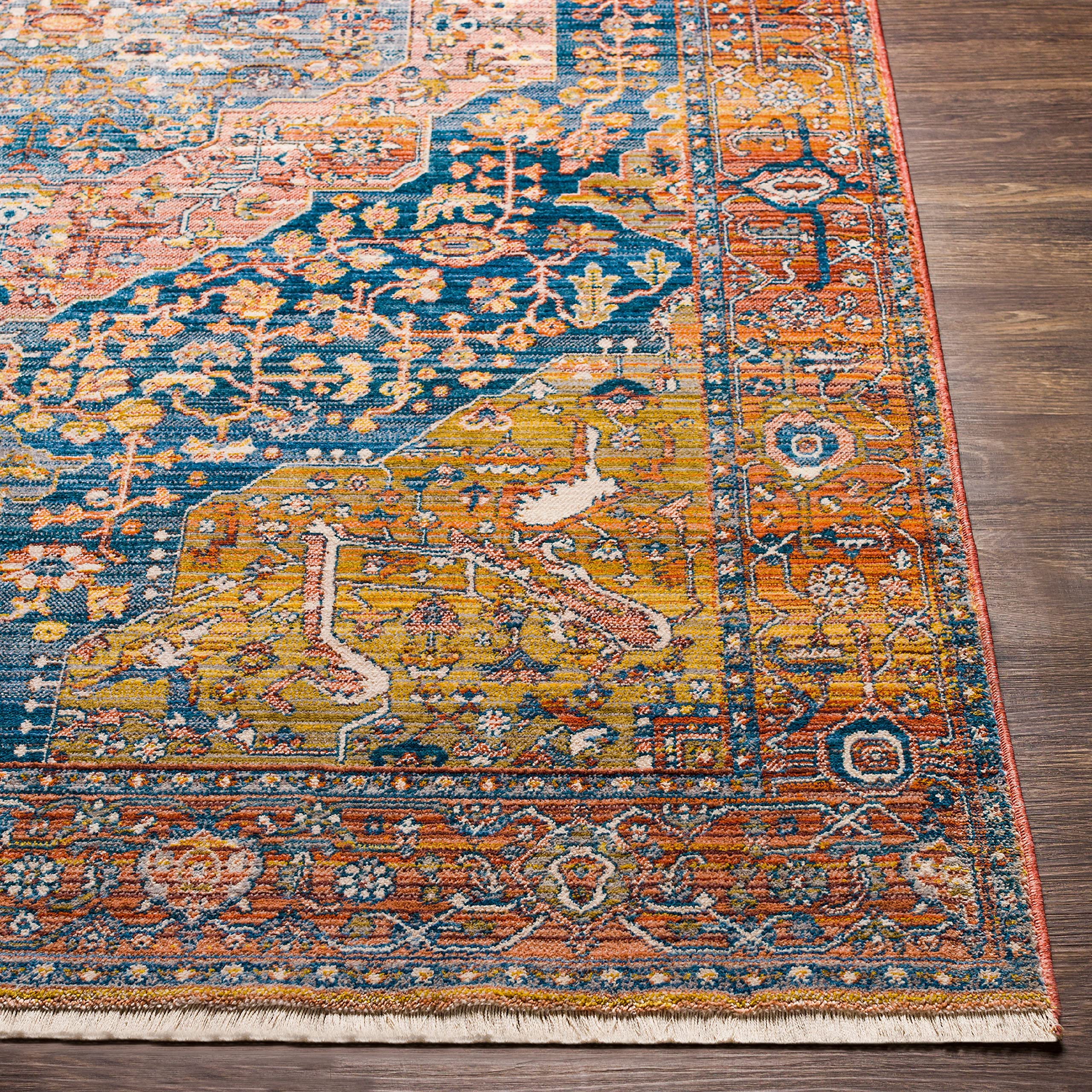 Mark&Day Leavenworth Traditional 9x13 Area Rug - Burnt Orange, Blue & Beige Handmade Carpet for Living Room, Bedroom, Kitchen | Non-Slip, Stain Resistant | Perfect for Home Decor, Office & Dorm (8'10
