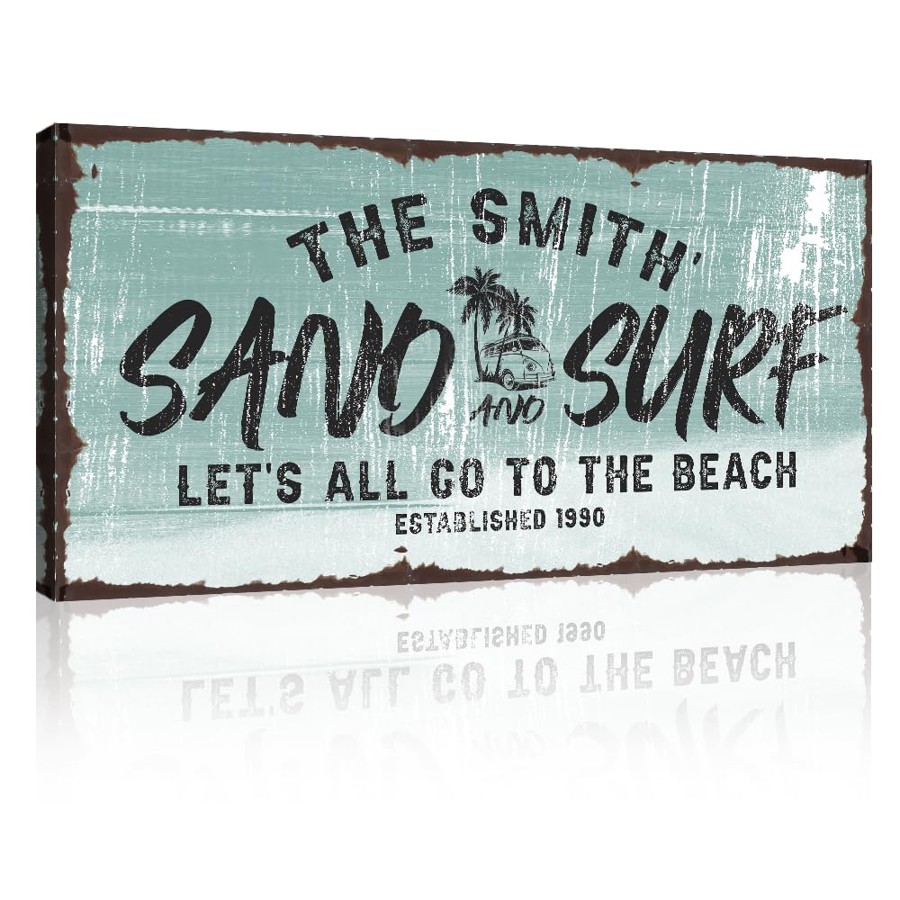 Personalized Coastal Beach Sign Wall Decor - Large 48