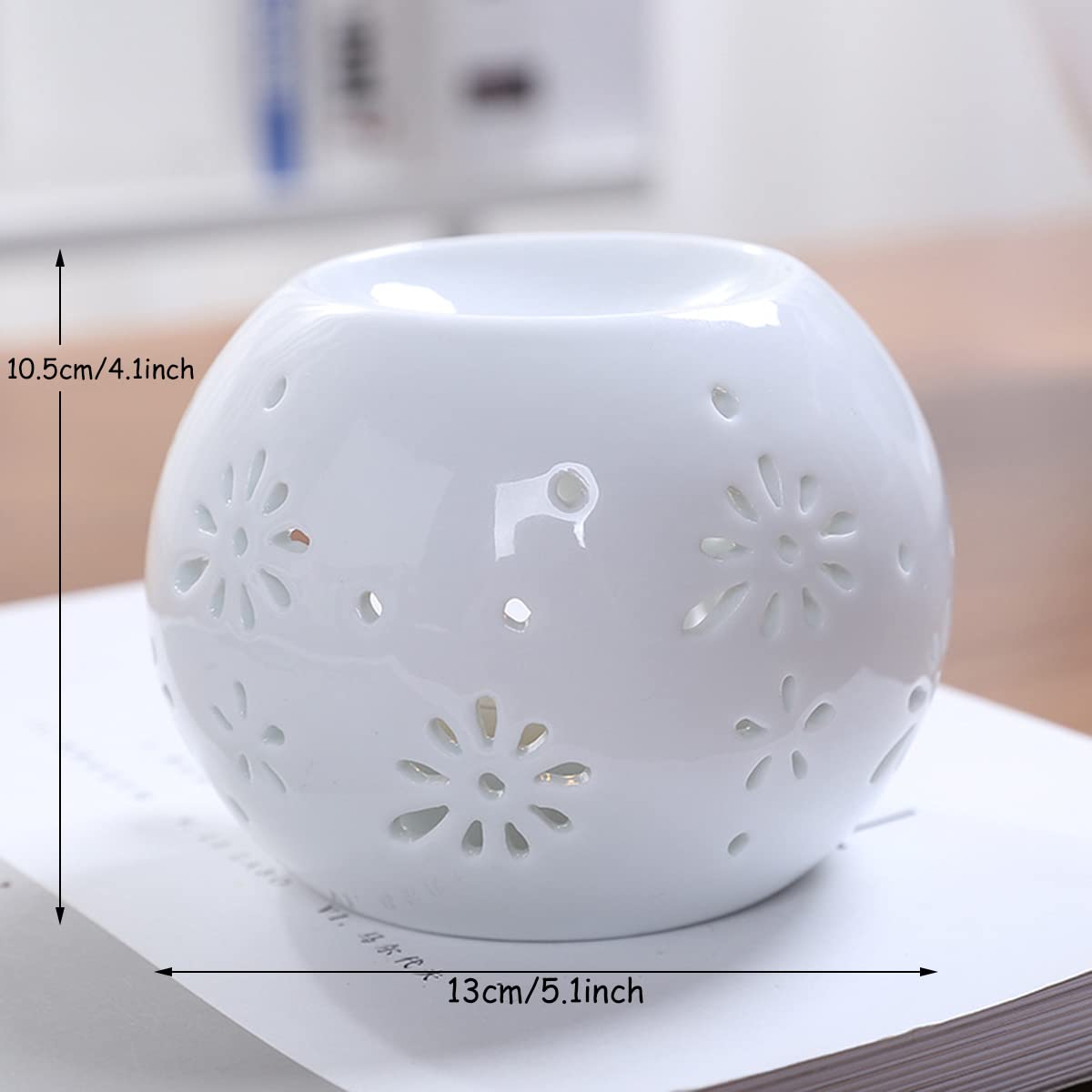 Premium Ceramic Essential Oil Burner & Tealight Candle Holder - Aromatherapy Diffuser with Candle Spoon for Home, Bedroom, Office - Perfect for Relaxation, Meditation & Romantic Ambience - Ideal Gift for Holidays & Special Occasions