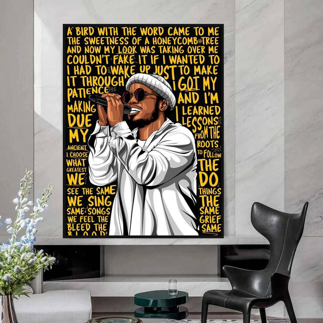 Anderson Paak Singer Rapper Canvas Wall Art Print - Music Inspired Home Decor for Bedroom, Living Room & Office - Perfect Gift for Fans & Music Lovers