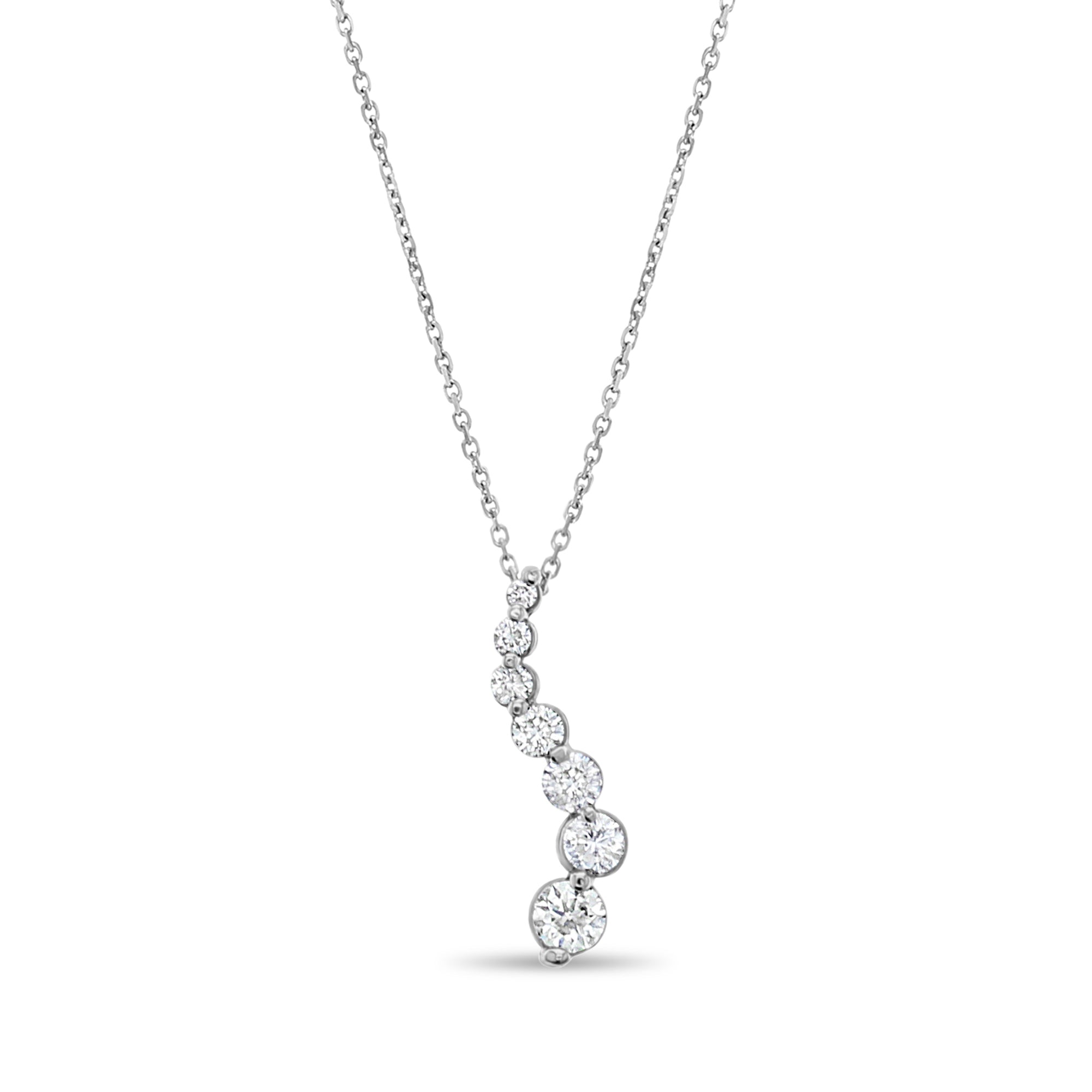 1.00cttw Diamond Journey Necklace in 14k White Gold - Perfect for Anniversaries, Engagements & Special Occasions