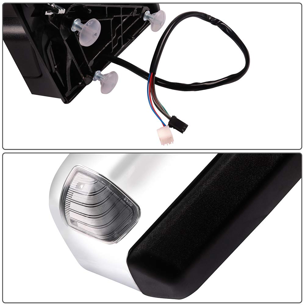 LUJUNTEC Power Heated Towing Mirrors Replacement for Dodge Ram 1500/2500/3500 (2010-2018) - Left & Right Side with LED Turn Signal, Puddle Light & Chrome Finish | Perfect for Towing, Night Driving & Off-Road Adventures