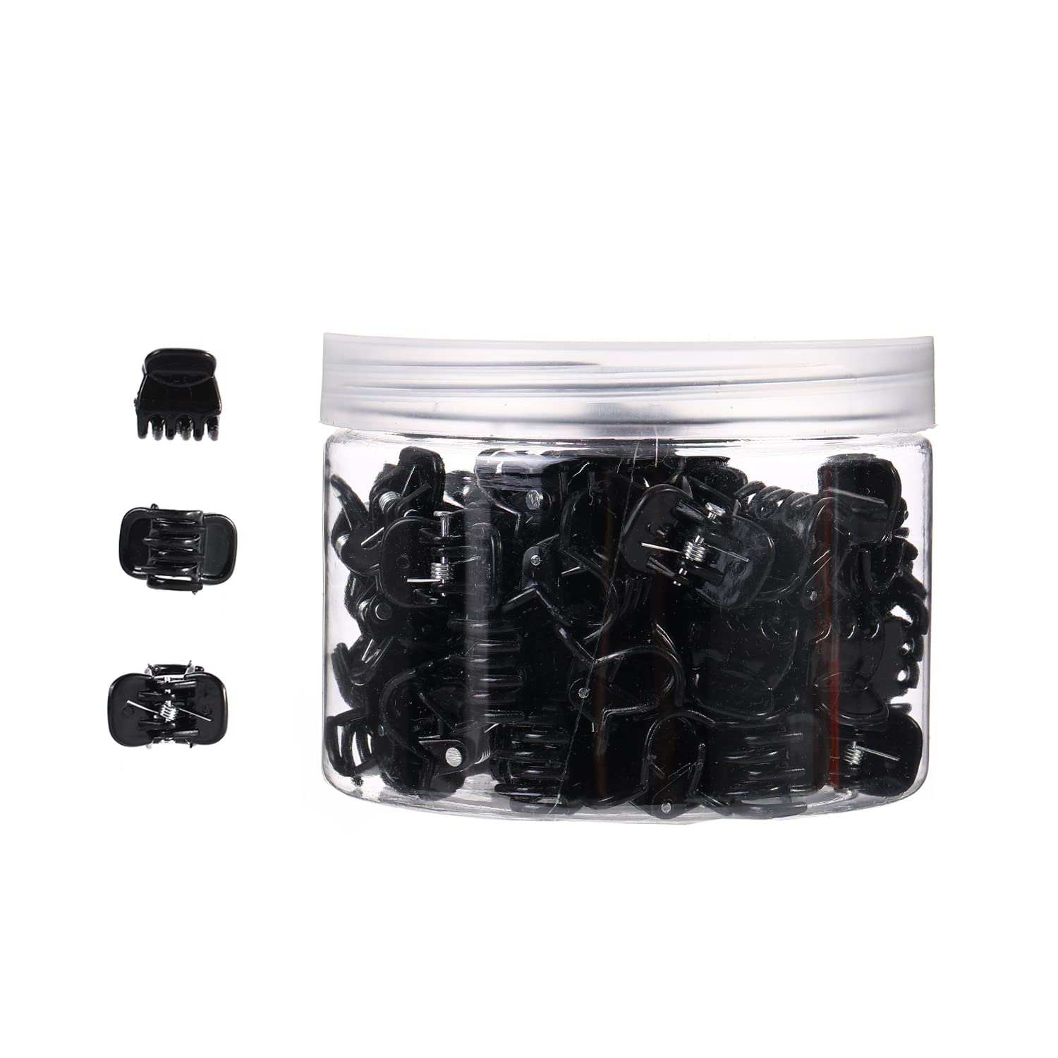 Mini Hair Claw Clips for Women - 48pcs Small 0.59 Inch Hair Clamps - Black Hair Accessories for Ponytail, Bun & Updo Hairstyles - Perfect for Home, Office & Travel