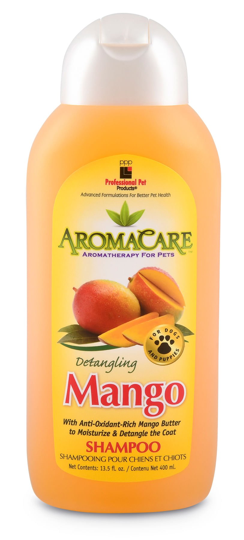 AromaCare Detangling Mango Shampoo for Smooth & Shiny Hair - 13.5 oz Sulfate-Free Formula - Perfect for Dry, Damaged & Curly Hair Care at Home or Salon Use
