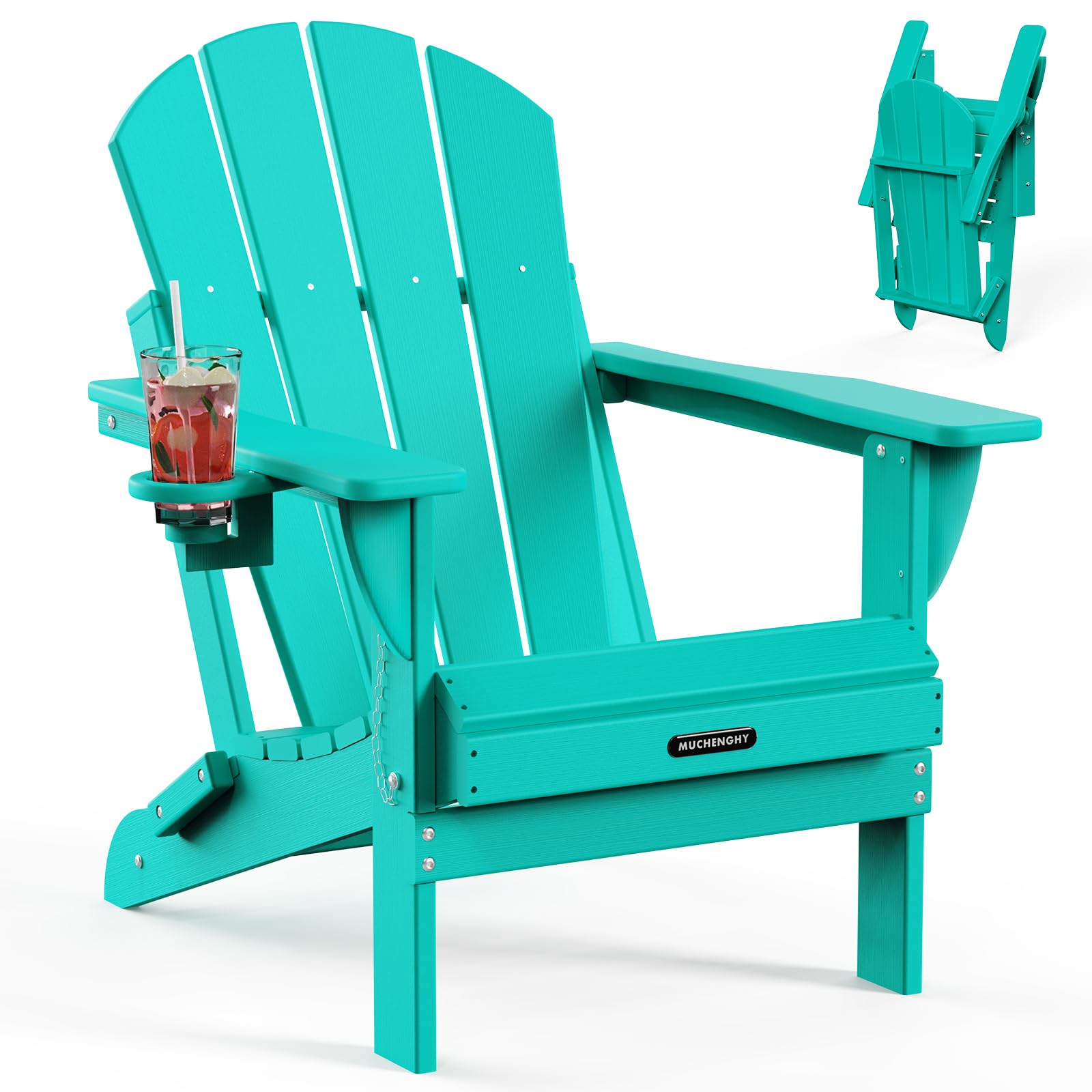 MUCHENGHY Folding Adirondack Chairs - Weather-Resistant Outdoor Patio Chairs for Deck, Backyard, Fire Pit & Camping - Comfortable & Durable (Black) | Perfect for Relaxing, Lounging & Outdoor Gatherings