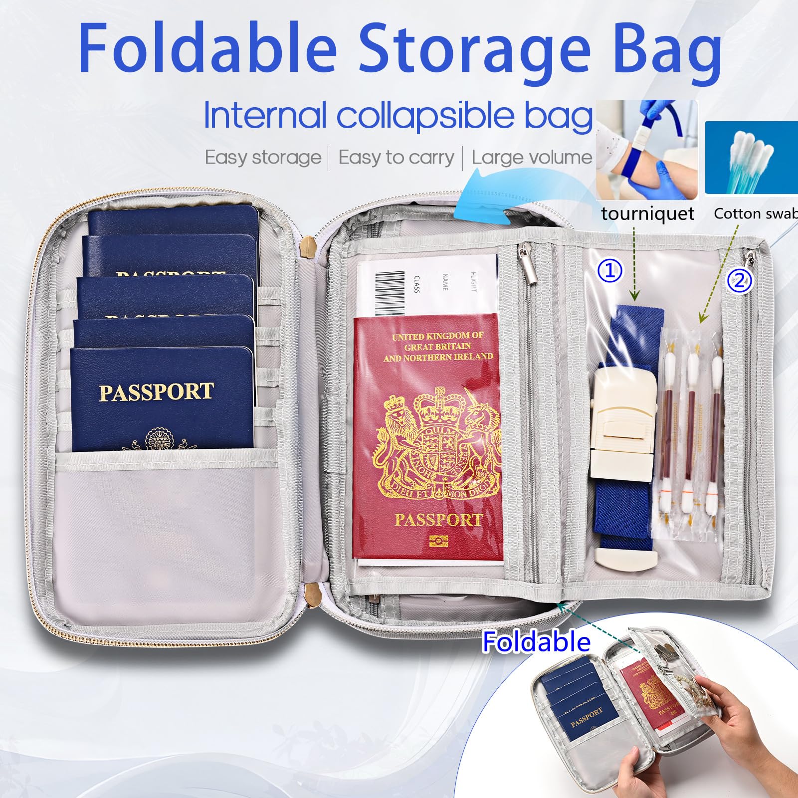 RFID Blocking Family Passport Holder - Travel Wallet with 3 Layers & Multiple Pockets (Black) | Secure Document Organizer for International Trips, Vacations & Business Travel