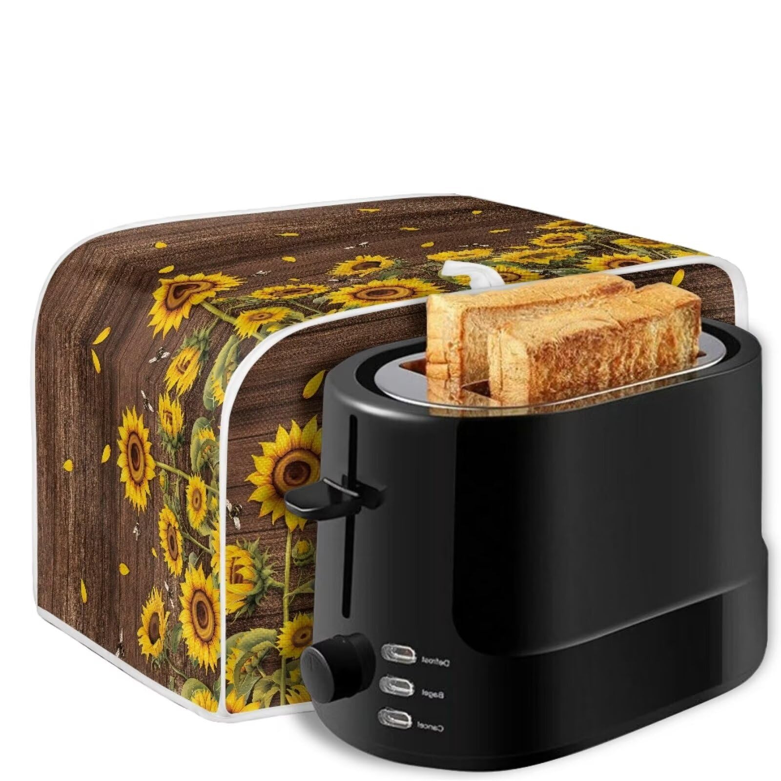 Sunflower Print Toaster Cover - Universal 4-Slice Dustproof Oven Protector, Washable Bread Maker Accessory - Perfect for Kitchen Countertop Protection & Appliance Decor