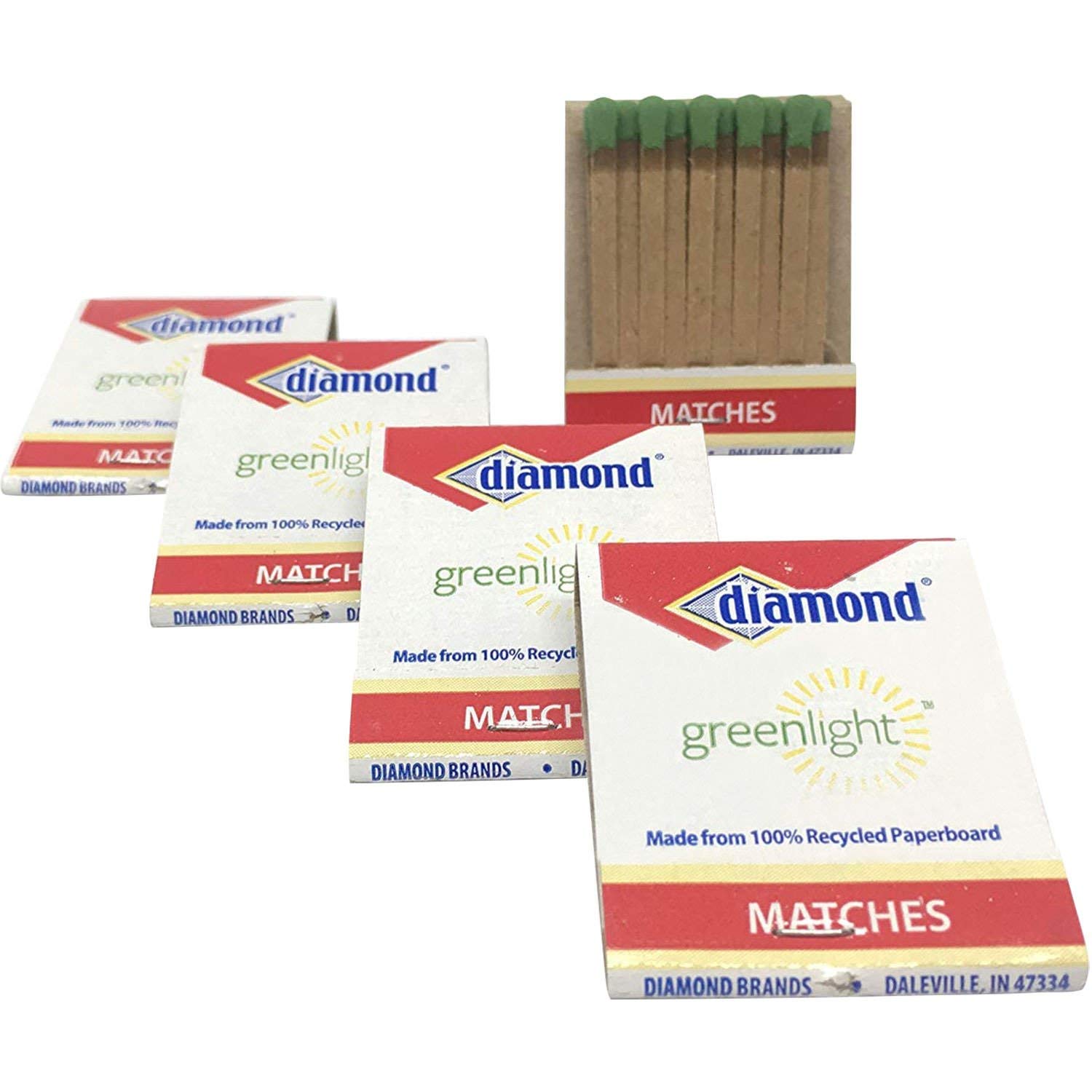 Premium Diamond Deluxe Greenlight Matchbooks - 1000 Long-Lasting Matches for Camping, Fireplaces & Emergency Kits