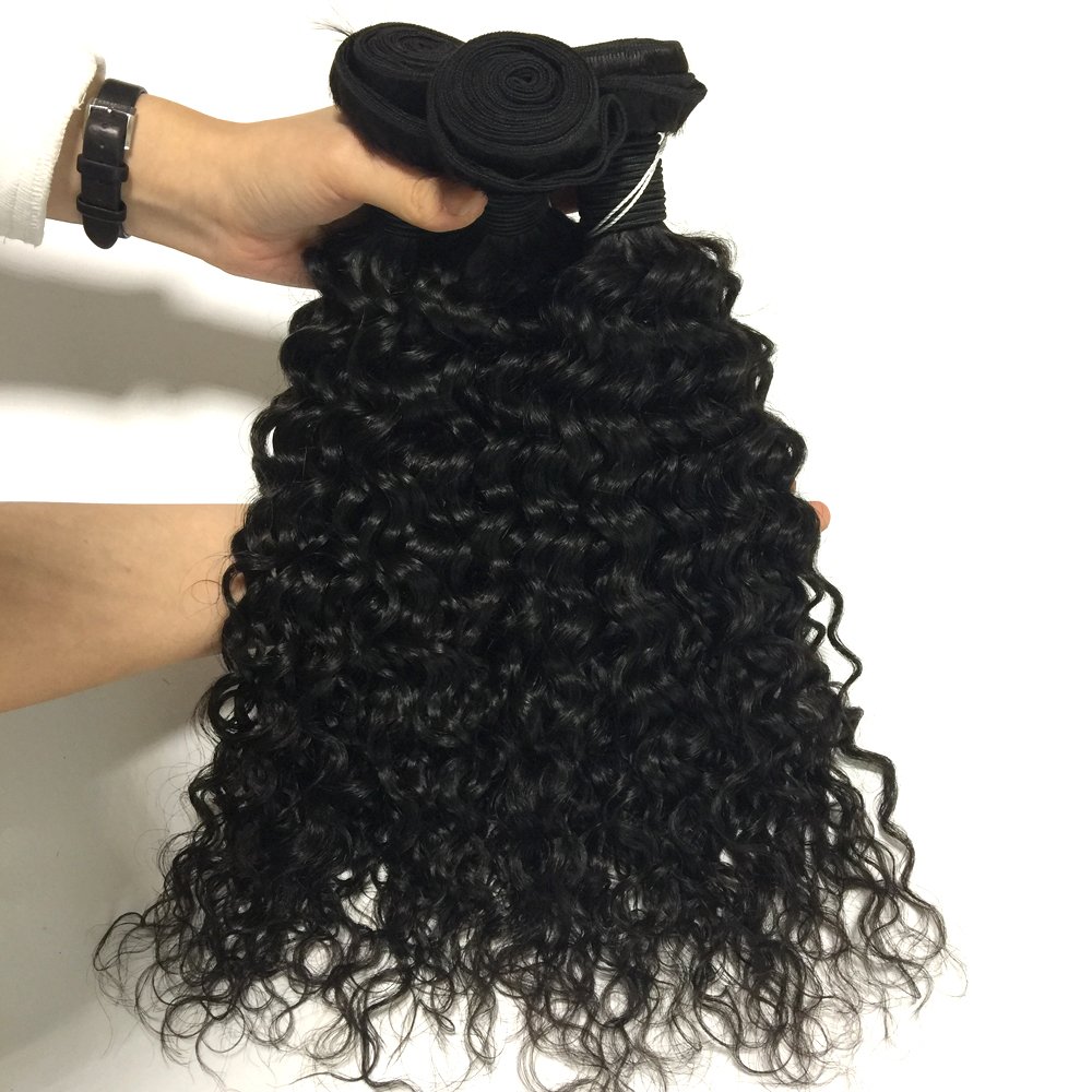 Brazilian Deep Wave Curly Hair Bundles with 360 Lace Frontal - 3 Bundles (18