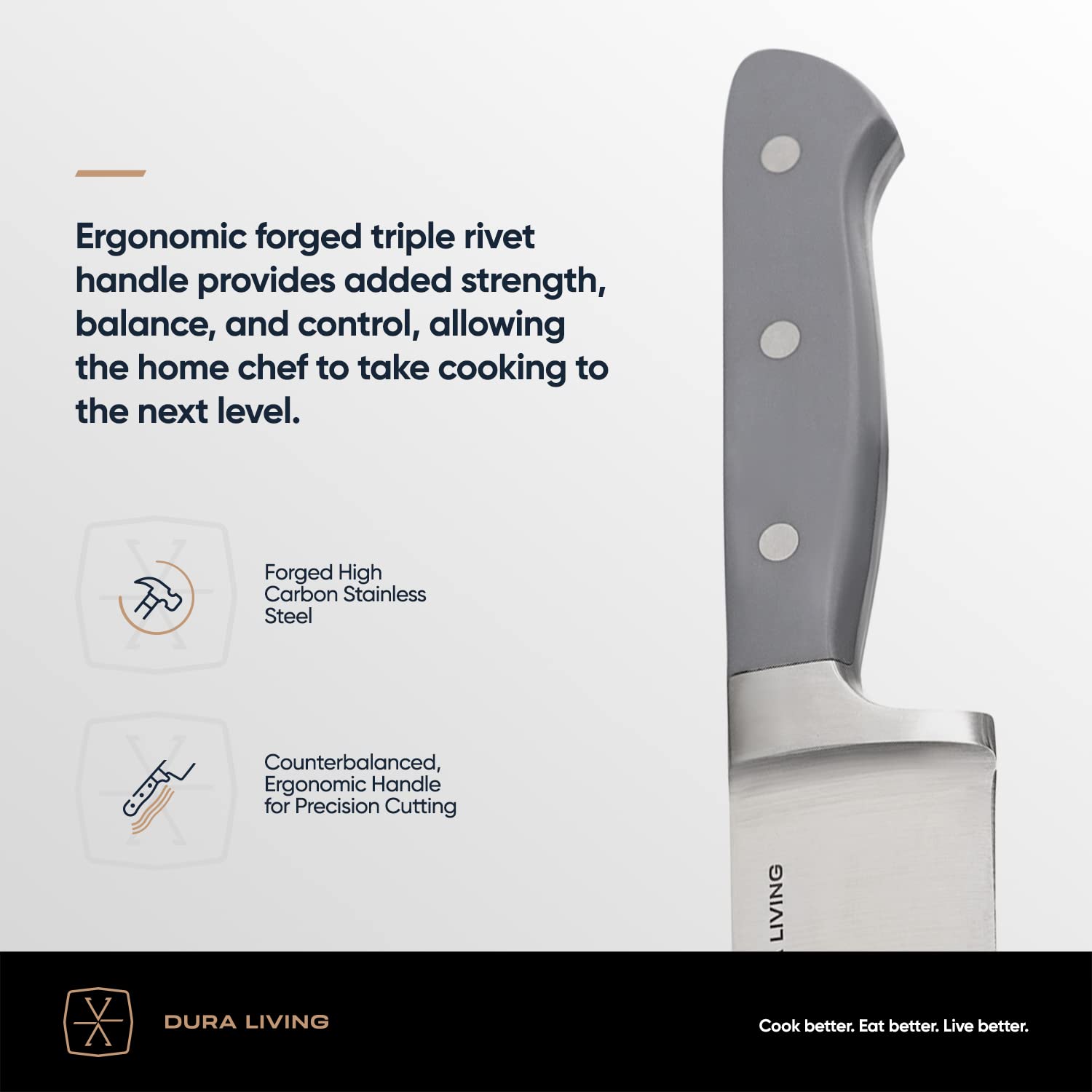 Premium 3-Piece Kitchen Knife Set - Ultra Sharp Forged High Carbon Stainless Steel Blades with 8