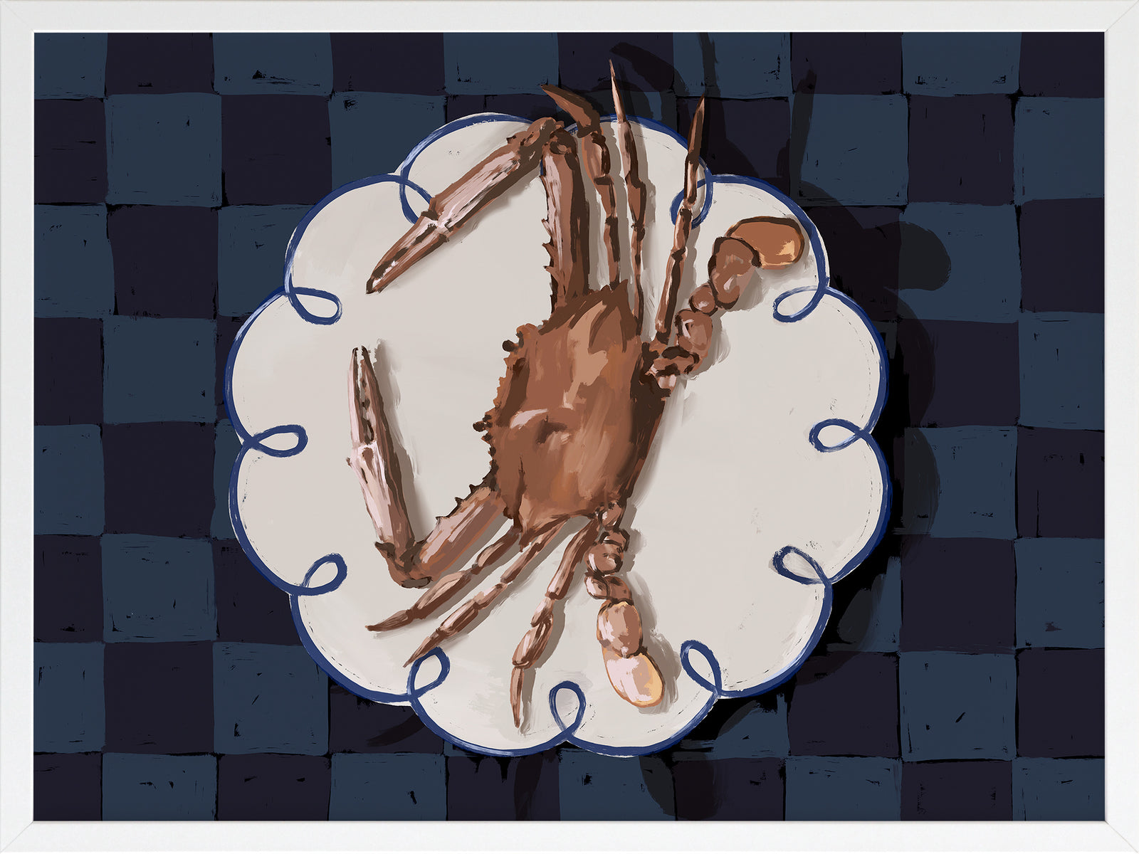 Deep Blue Crustacean Framed Art Print - Ocean Themed Wall Decor for Living Room, Bedroom & Office