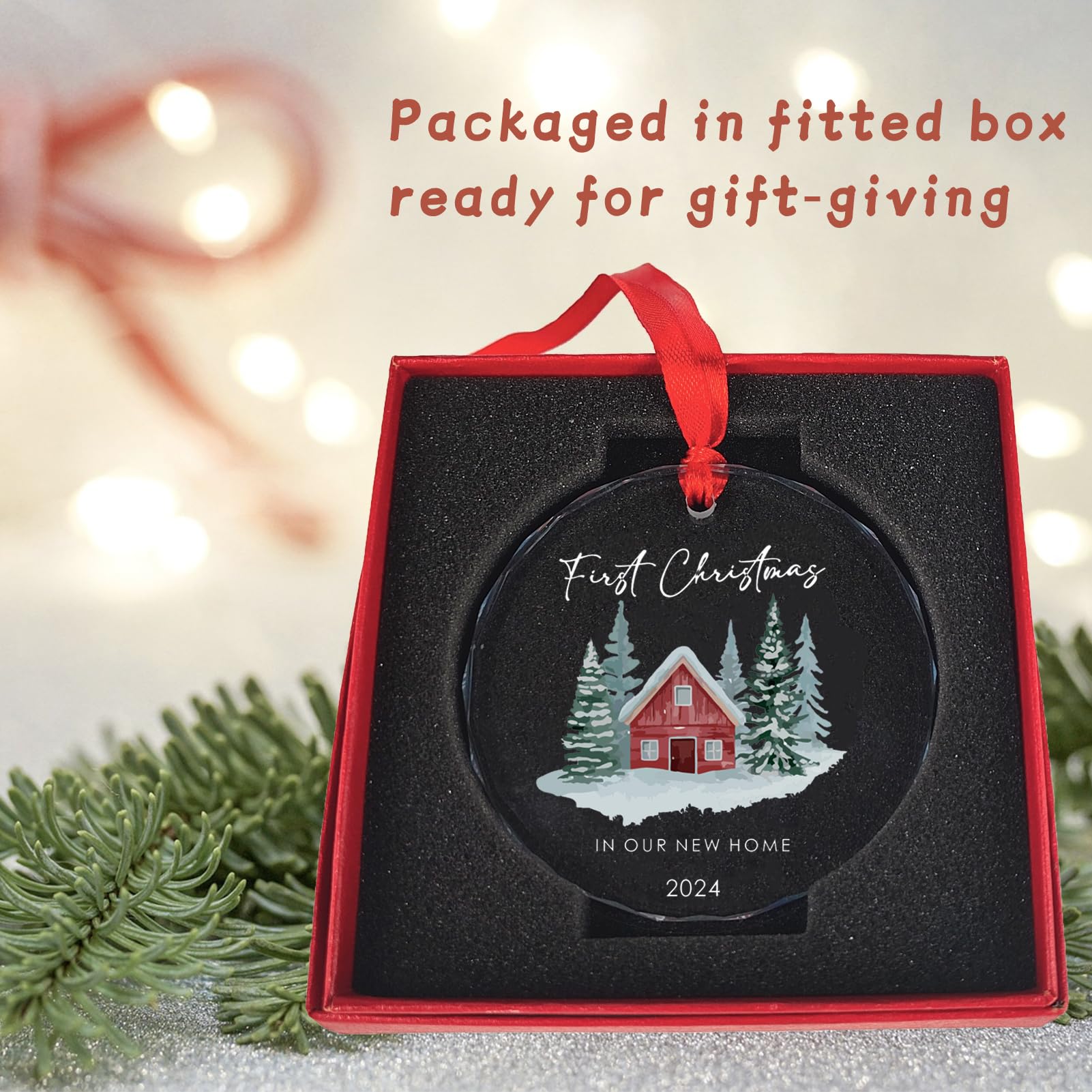 2024 New Home Christmas Ornament - Elegant Glass Housewarming Gift for First Christmas in New Home - Perfect for Tree Decorations & Holiday Celebrations