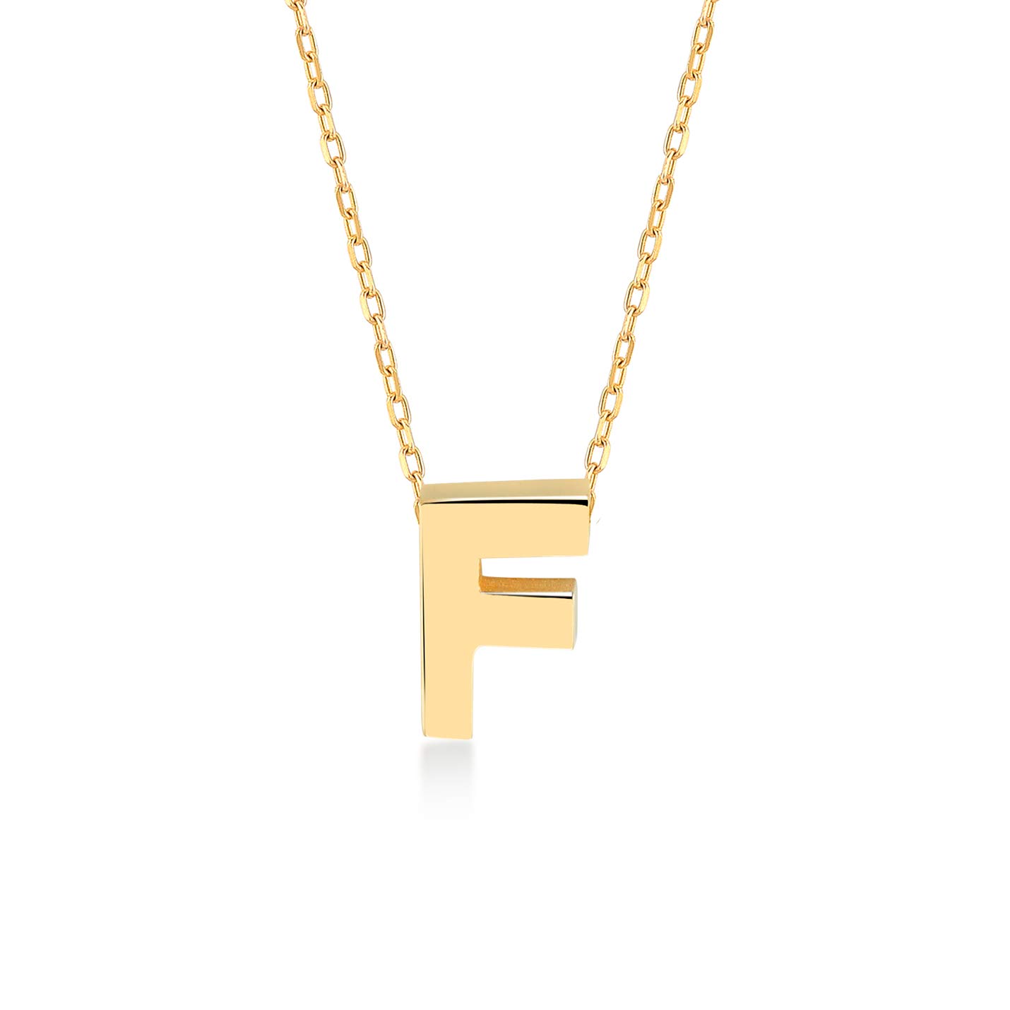 14K Solid Gold Initial Necklace for Women - Personalized Letter Pendant Jewelry in Real 14K Yellow Gold | Dainty Alphabet Necklace with 18