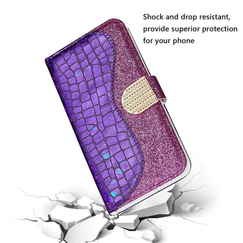Samsung Galaxy S23 Ultra Case - Premium Laser Flash Powder Leather Cover with Shockproof Protection - Perfect for Daily Use, Travel & Business