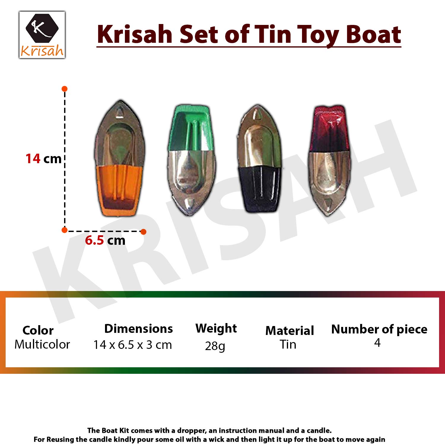 Krisah 4-Piece Tin Toy Putt Putt Pop Pop Boat Set - Classic Wind-Up Bath Toys for Kids, Pool & Outdoor Water Play
