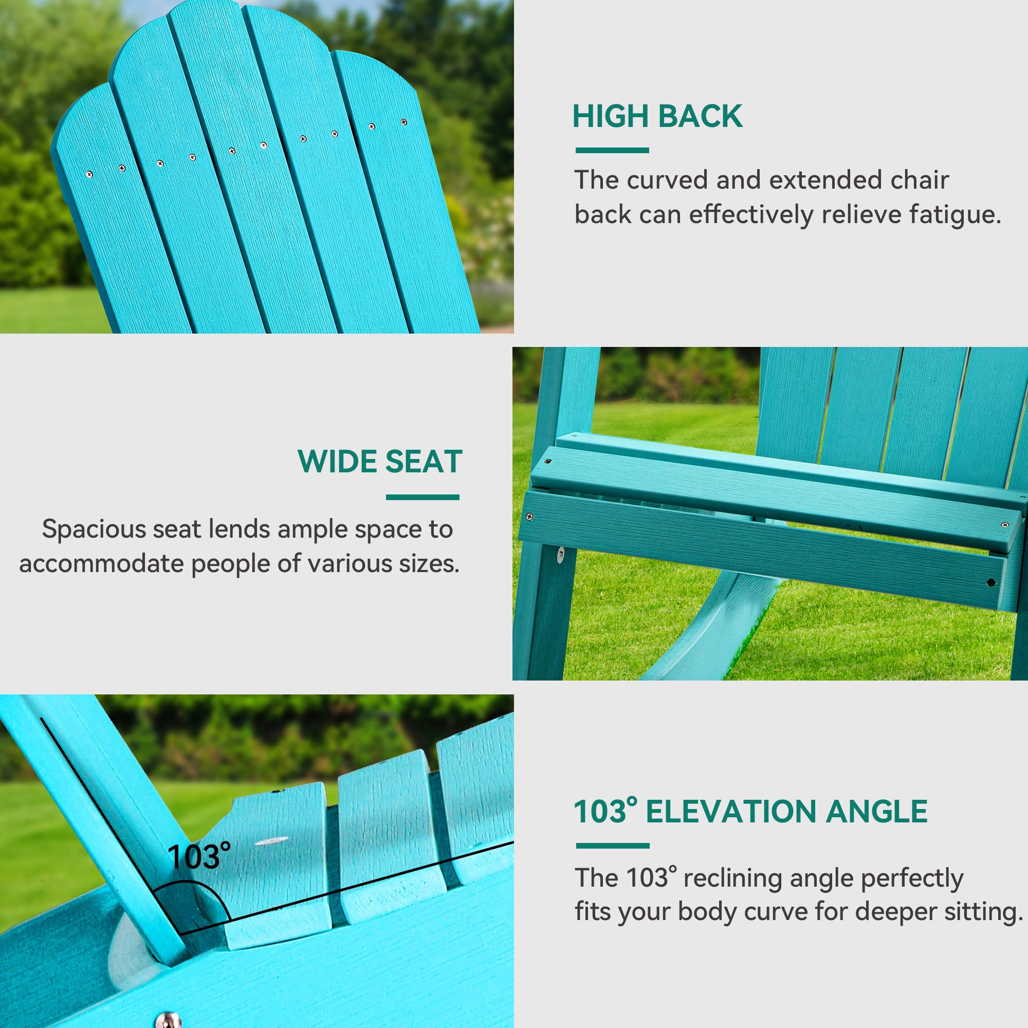 YITAHOME Heavy Duty Outdoor Rocking Adirondack Chair Set of 2 - Durable Plastic Rockers with Swivel Cup Holder, Wide Comfortable Seating for Garden, Patio, Poolside, Beach & Backyard Relaxation - Perfect for Lounging, Sunbathing and Outdoor Gatherings