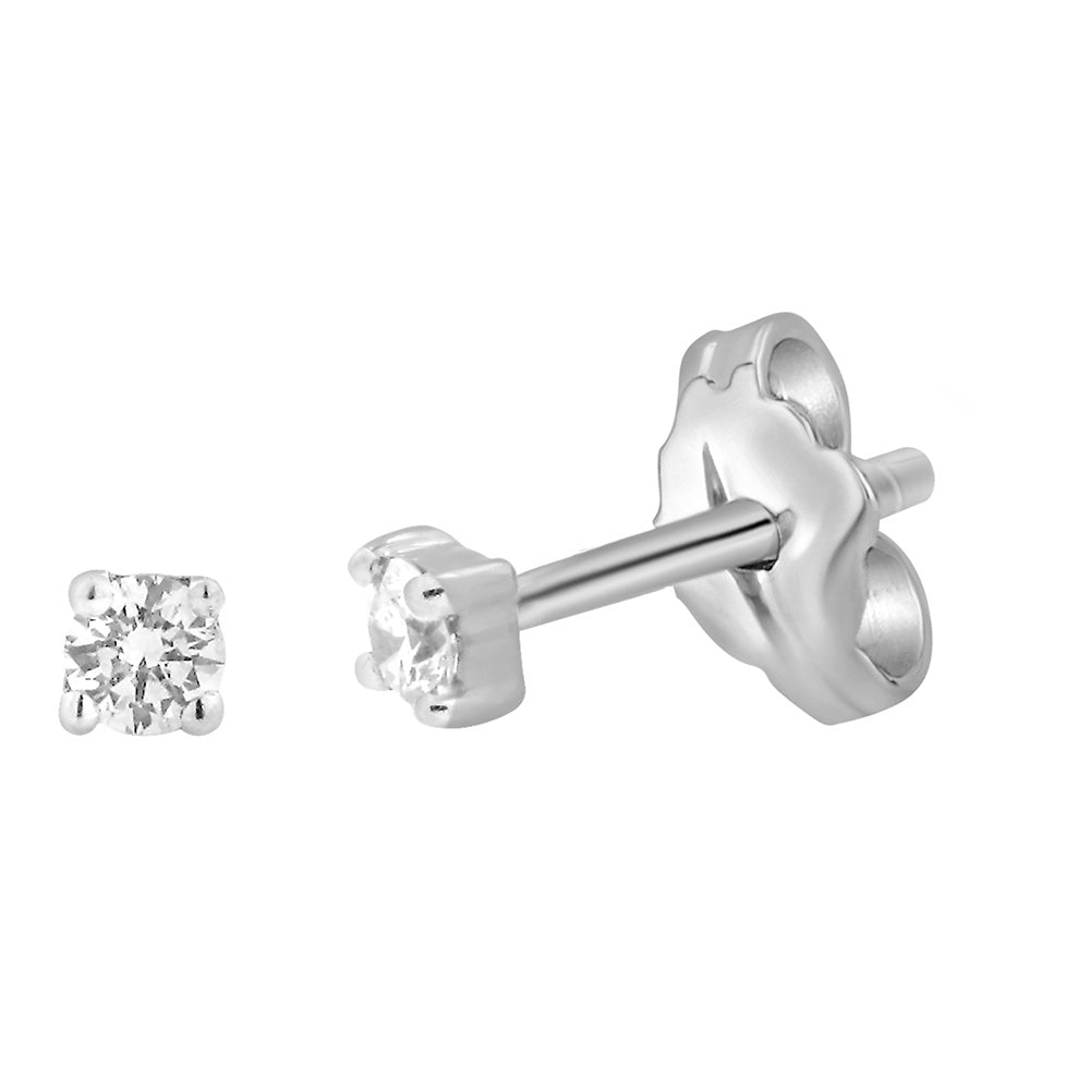 9ct White Gold 0.10 Carat Diamond Stud Earrings for Women - Classic Round Cut Diamond Earrings for Everyday Wear & Special Occasions