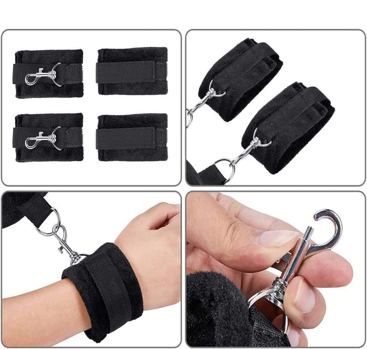 BDSM Restraints Kit - Adjustable Wrist & Ankle Cuffs, Thigh Restraints with Bed Straps for Couples Bondage Play | Includes Blindfold for Sensory Deprivation | Perfect for Spicing Up Your Sex Life & BDSM Exploration