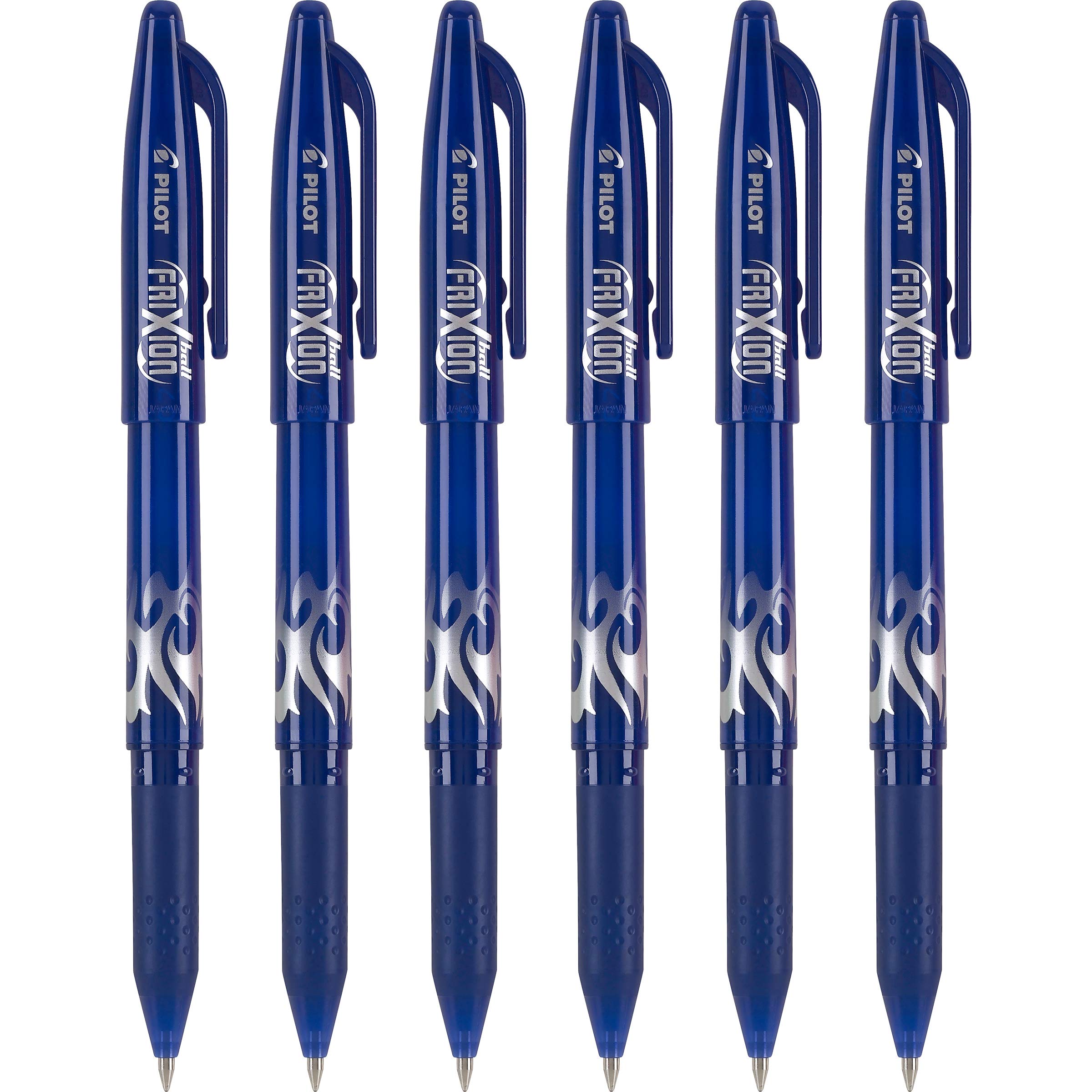 Pilot FriXion Ball Erasable & Refillable Gel Pens 0.7mm Fine Point - 6 Pack Blue Ink Pens for School, Office, Note Taking & Planning - Smooth Writing & Erasable Gel Pen Set