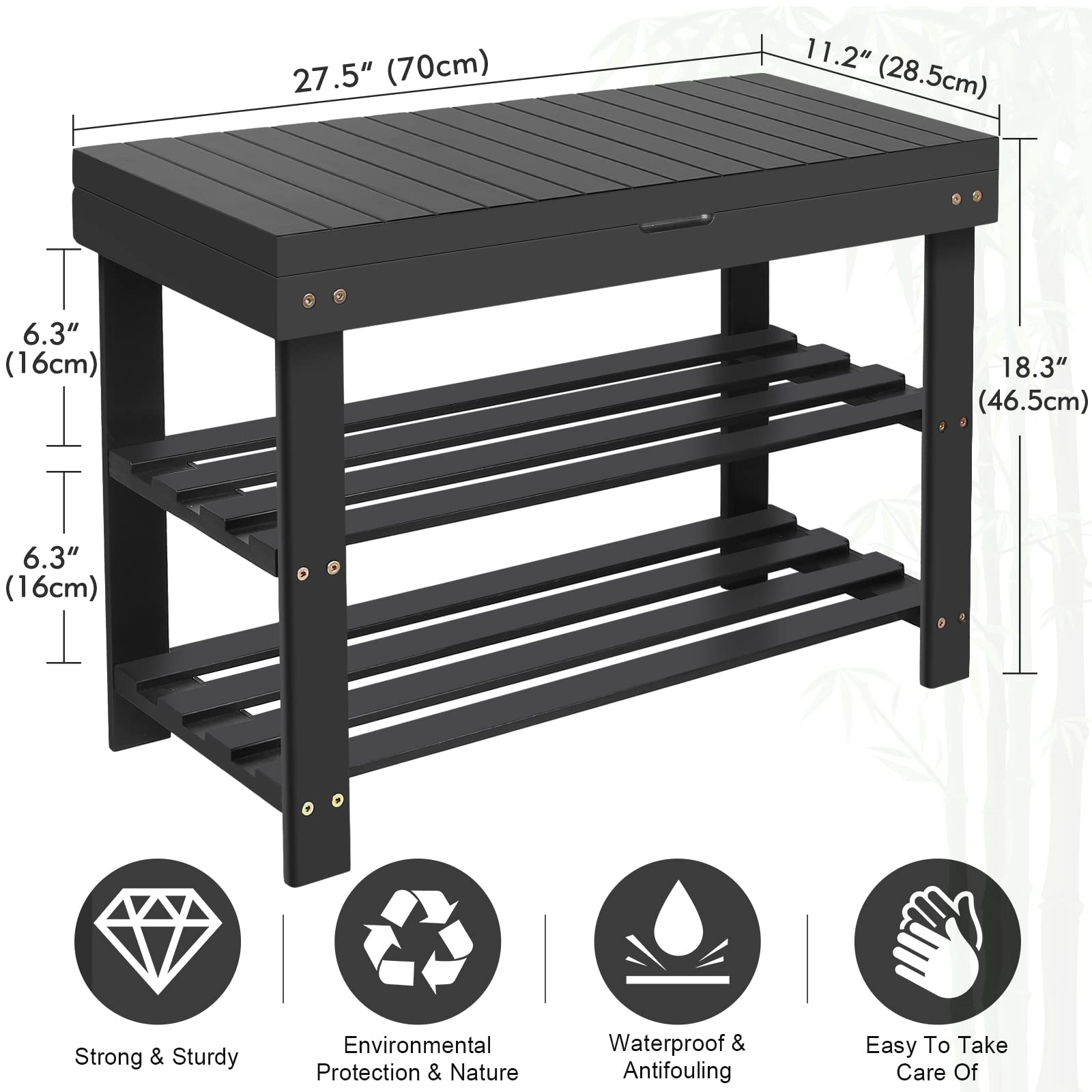 BAMBUROBA 3-Tier Bamboo Shoe Rack Bench with Storage Drawer - Entryway Shoe Organizer for Indoor & Outdoor Use - Perfect for Hallway, Porch, or Mudroom Storage Solution