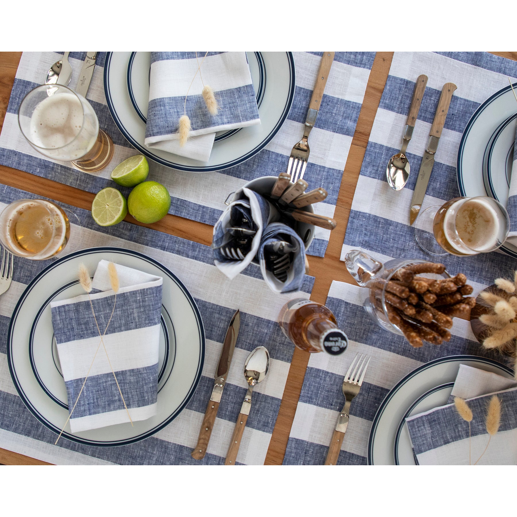 Stylish Cabana Stripe Placemats Set of 4 - Waterproof & Durable Table Mats for Dining, Kitchen, and Outdoor Entertaining