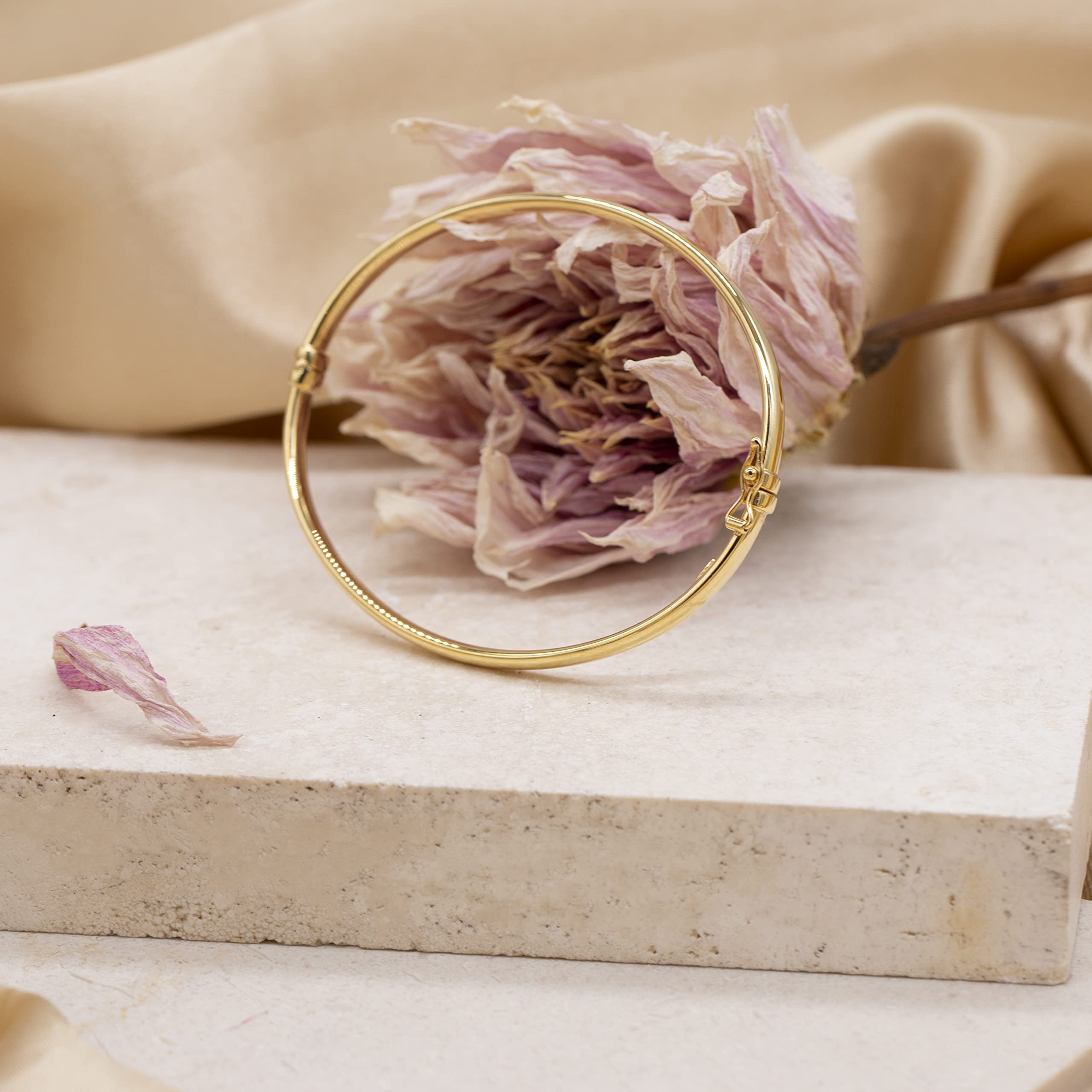 Carissima 14K Gold Women's 4mm Oval Tube Bangle Bracelet - Elegant Jewelry Gift for Birthday, Anniversary & Special Occasions