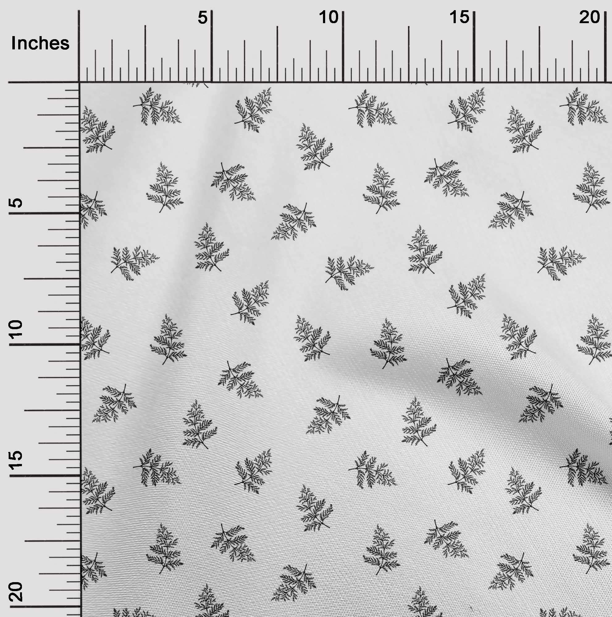 oneOone Cotton Poplin White Fabric with Fern Leaves Print - 42 Inch Wide Sewing Material by The Yard for DIY Clothing, Dresses, Curtains & Home Decor Projects