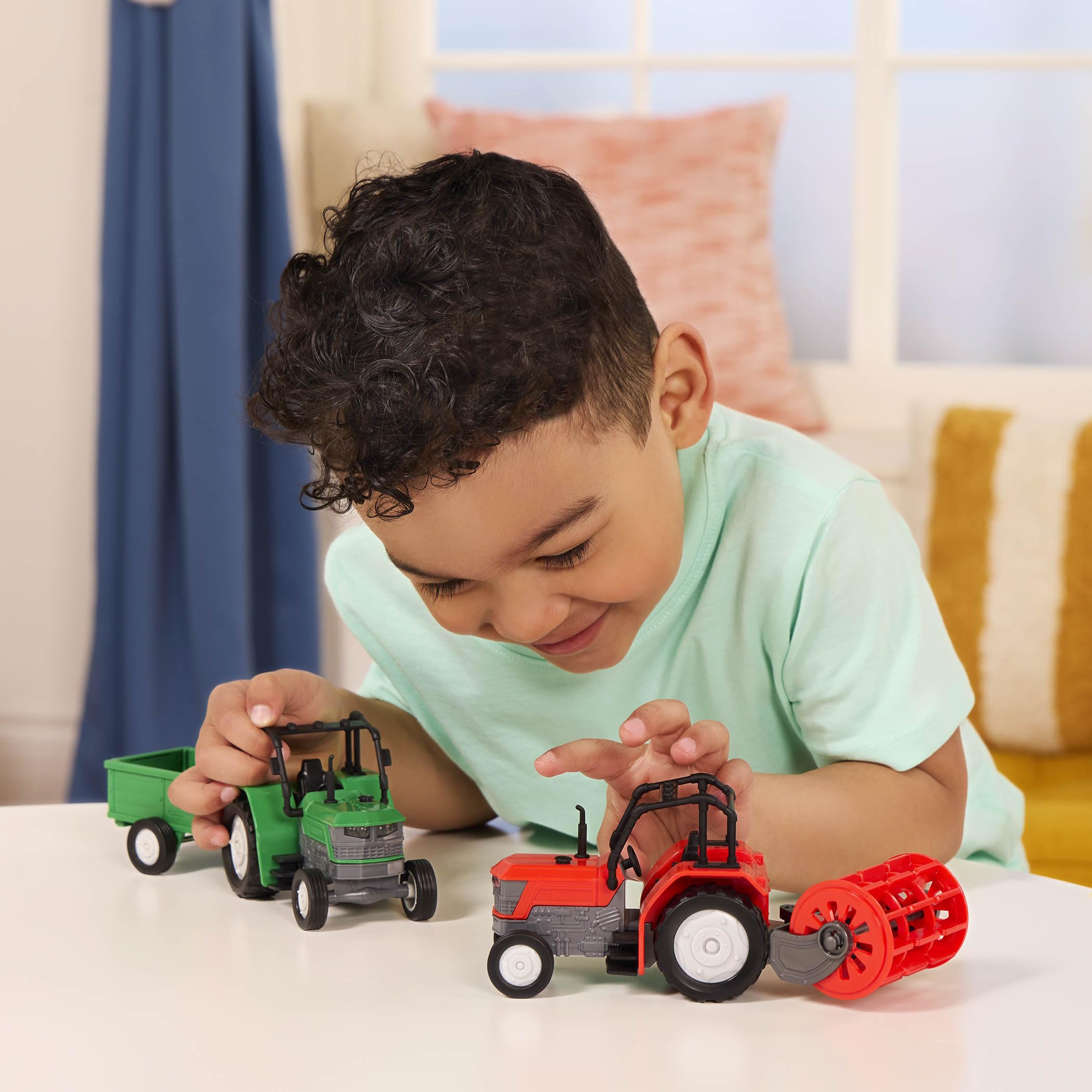 Realistic Farm Tractor Toy with Detachable Rotary Hoe & Engine Sounds - Light-Up Headlights & Interactive Features - Educational Vehicle Toys for 3+ Year Old Kids - Batteries Included - Perfect for Pretend Play, Farm-Themed Learning & Outdoor Adventures